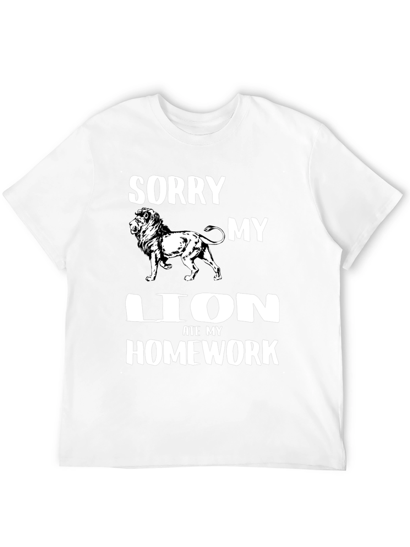 Sorry My Lion Ate Homework Black T-Shirt