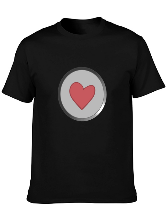 Heart Button Graphic T-Shirt - Black