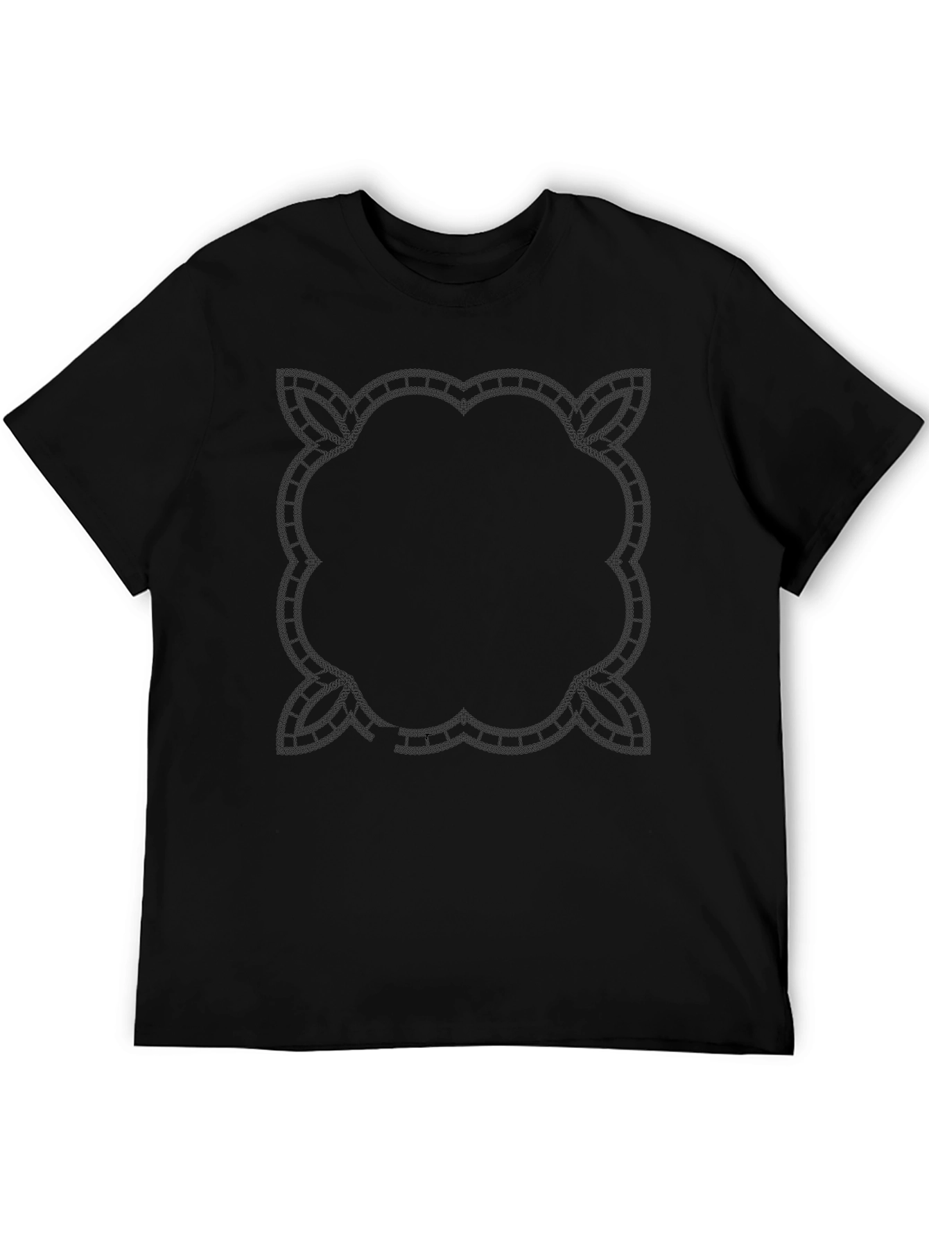 Mens Black T-Shirt with Intricate Geometric Design