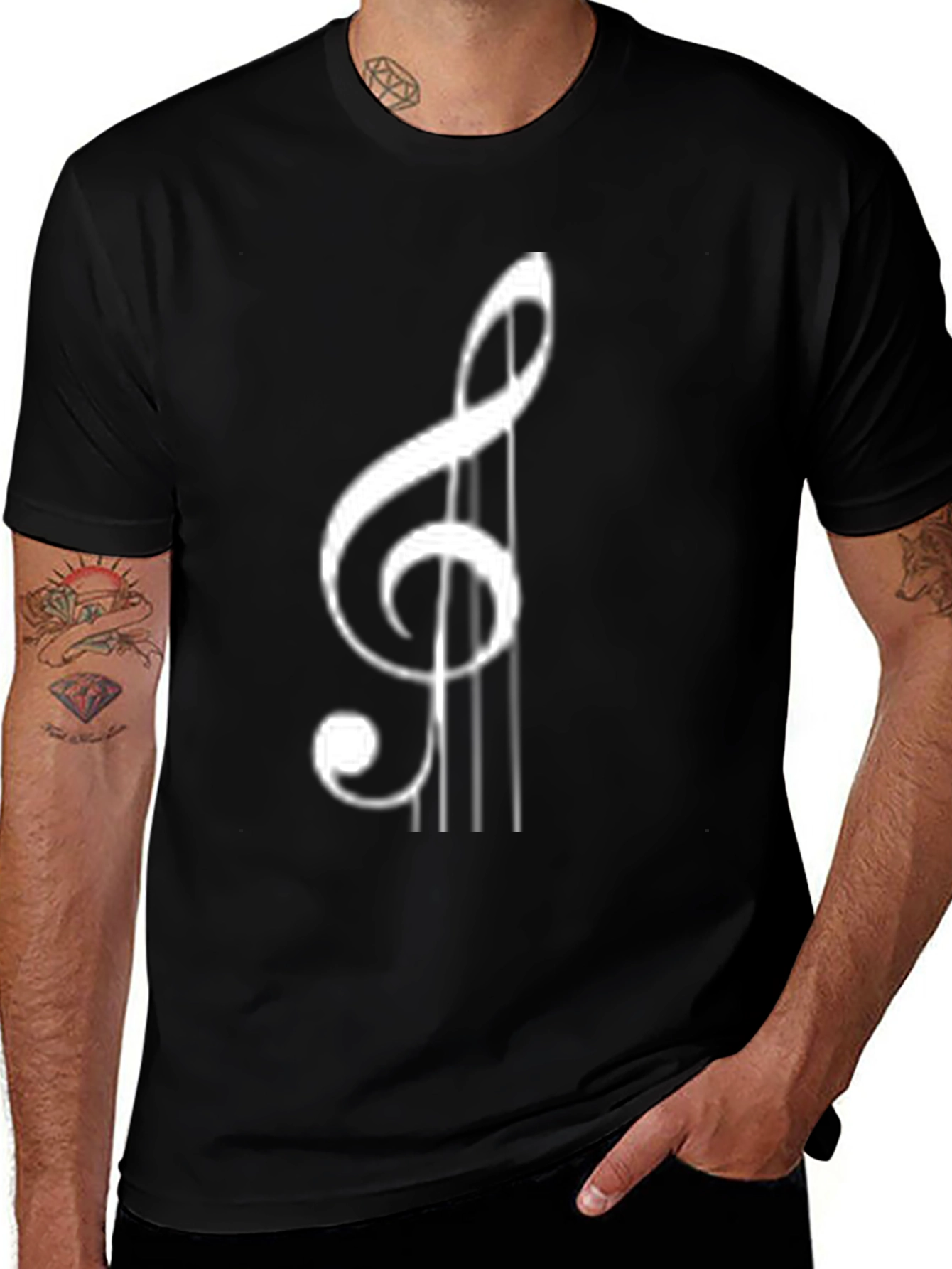 Musical Treble Clef Black T-Shirt
