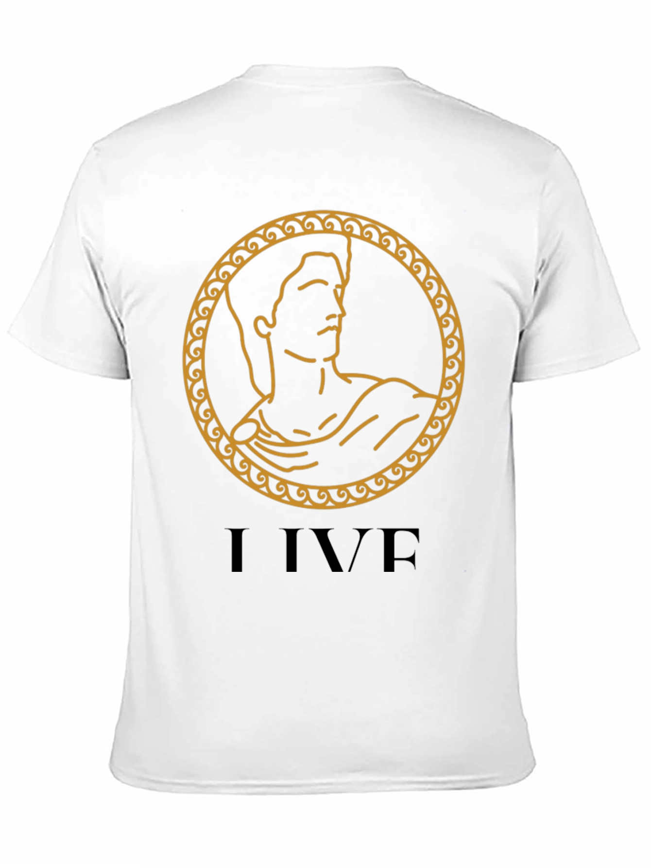 I LIVE Black T-Shirt with Ancient Gold Design