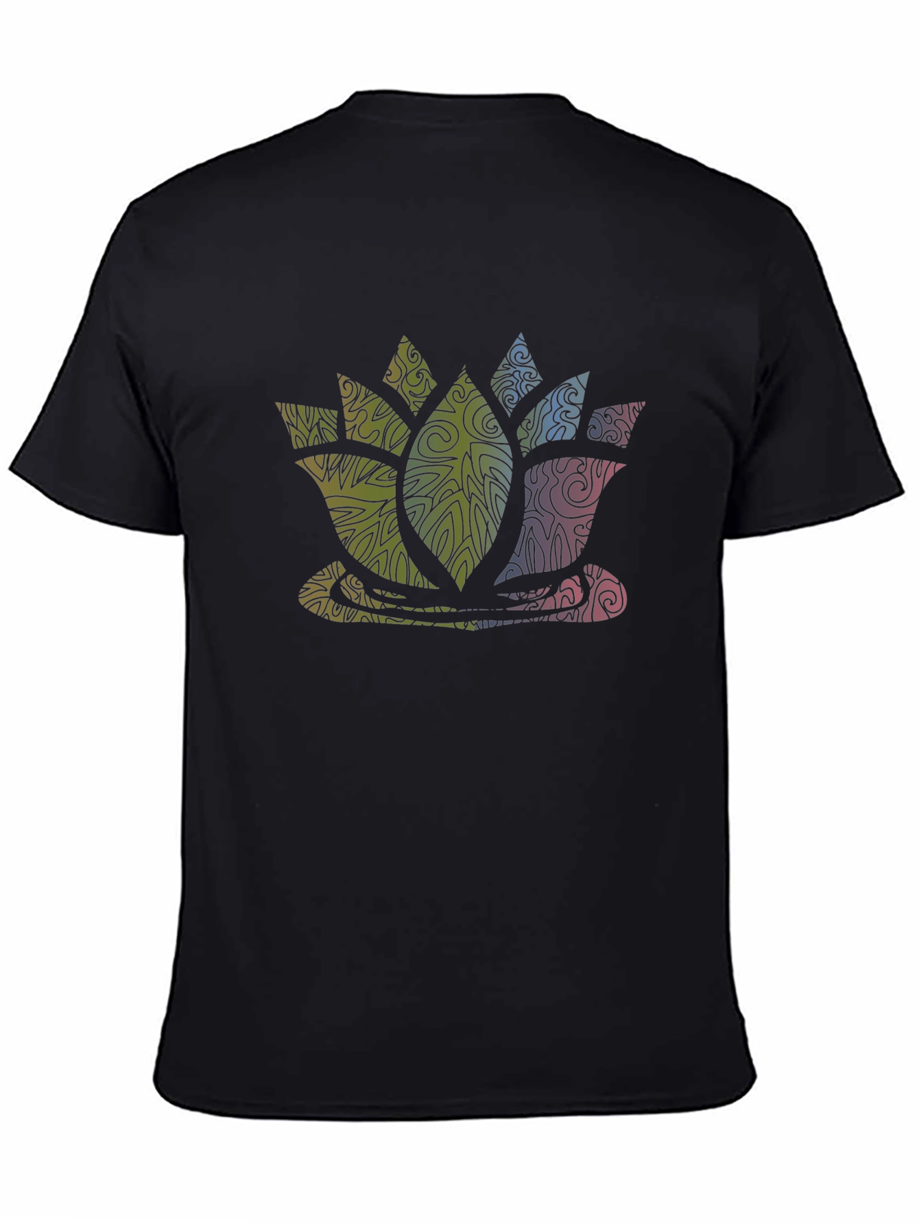 Lotus Flower Graphic Print Tee - Black