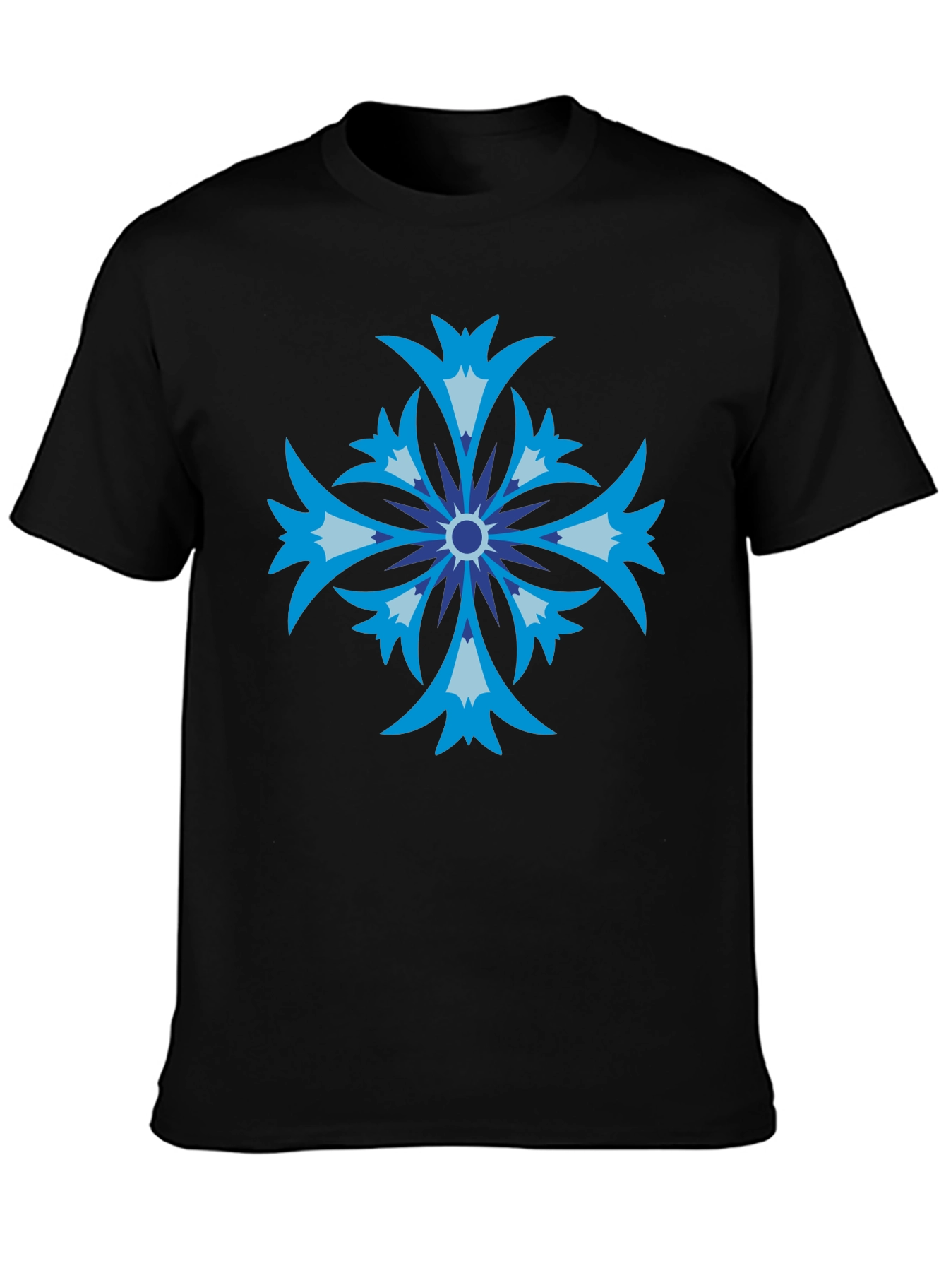 Floral Cross Graphic Black T-Shirt