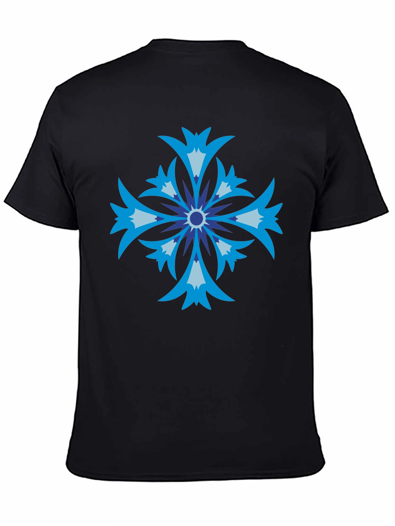 Floral Cross Graphic Black T-Shirt