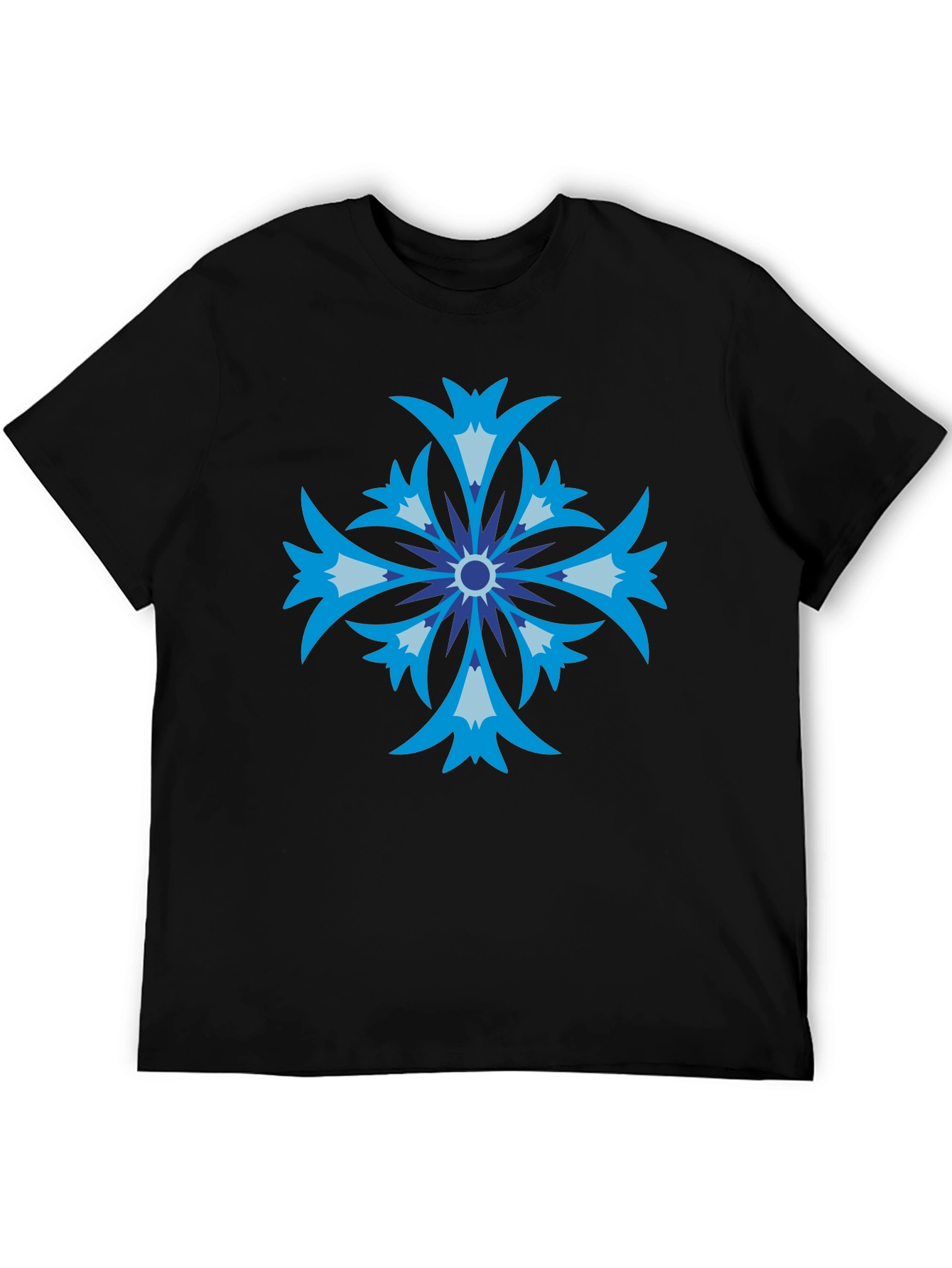 Floral Cross Graphic Black T-Shirt