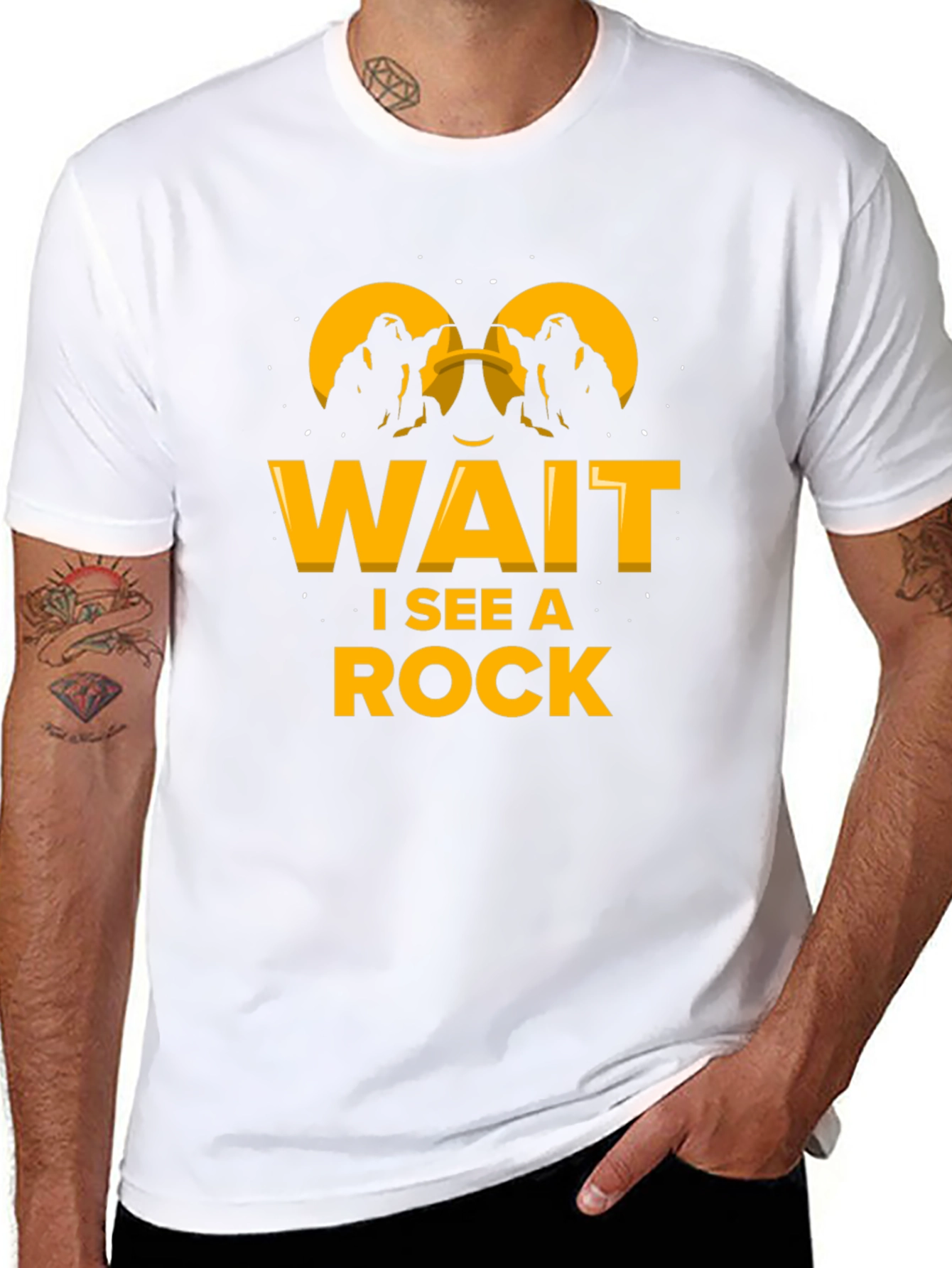 Wait I See A Rock Funny Black T-Shirt