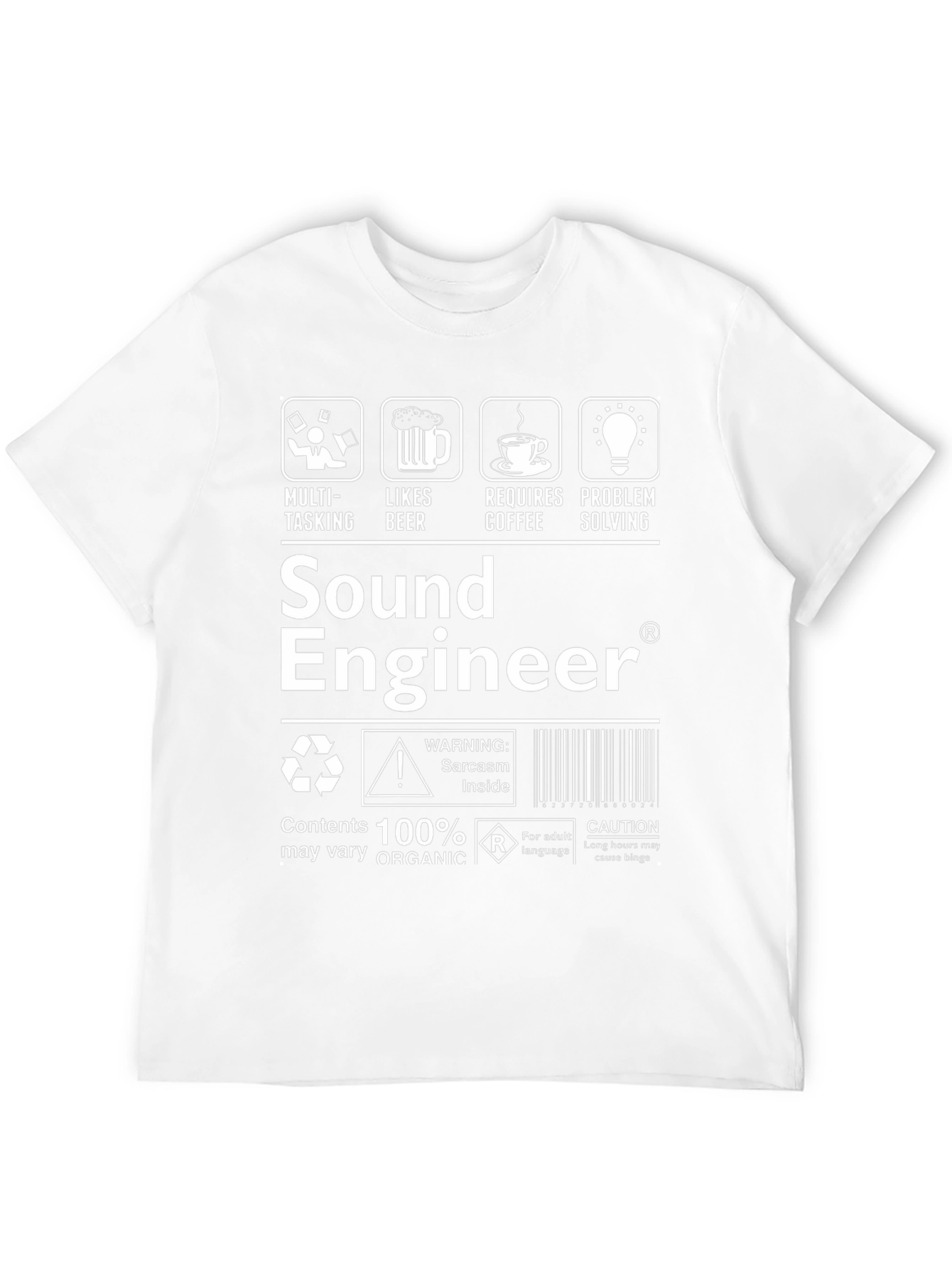 Sound Engineer T-Shirt: Multi-Tasking Likes Beer Requires Coffee