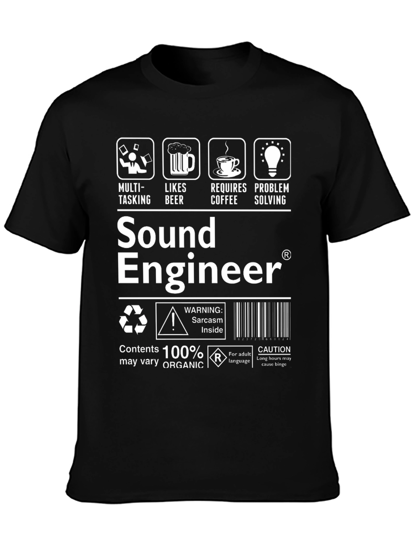 Sound Engineer T-Shirt: Multi-Tasking Likes Beer Requires Coffee