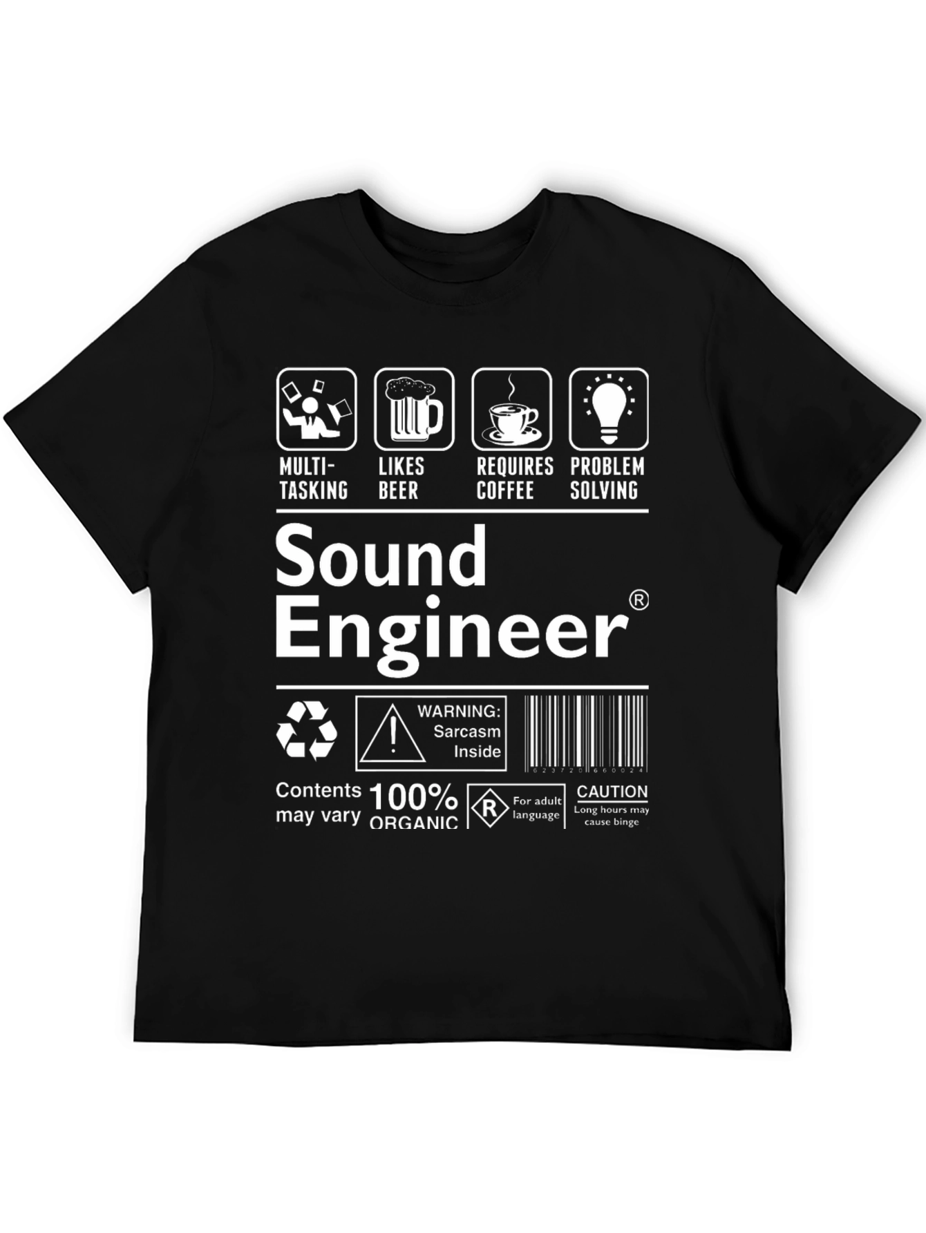 Sound Engineer T-Shirt: Multi-Tasking Likes Beer Requires Coffee