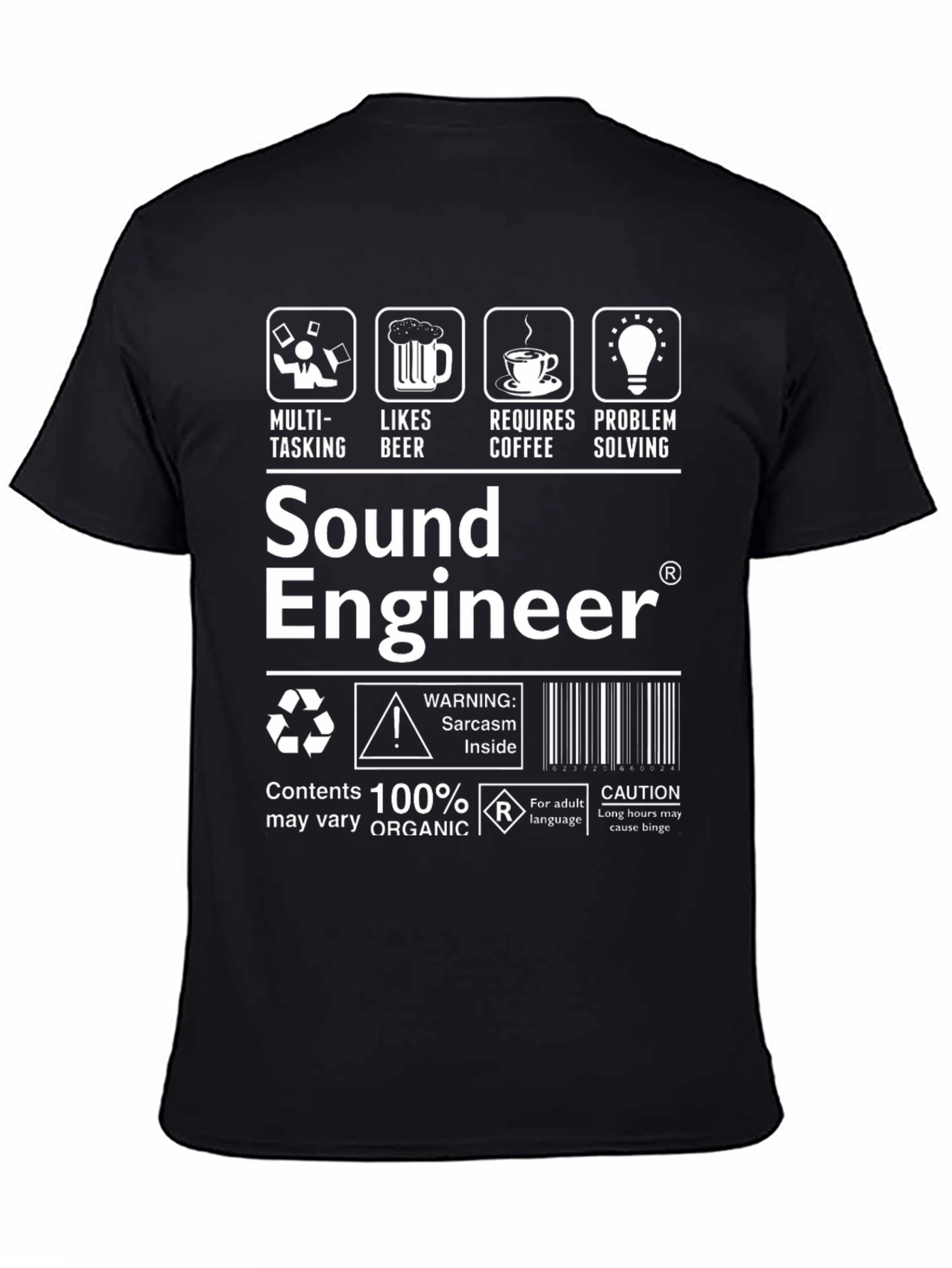 Sound Engineer T-Shirt: Multi-Tasking Likes Beer Requires Coffee
