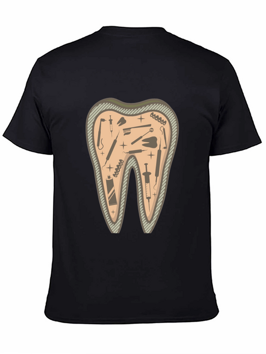 Dentist Tool Tooth Black T-Shirt - Novelty Tee