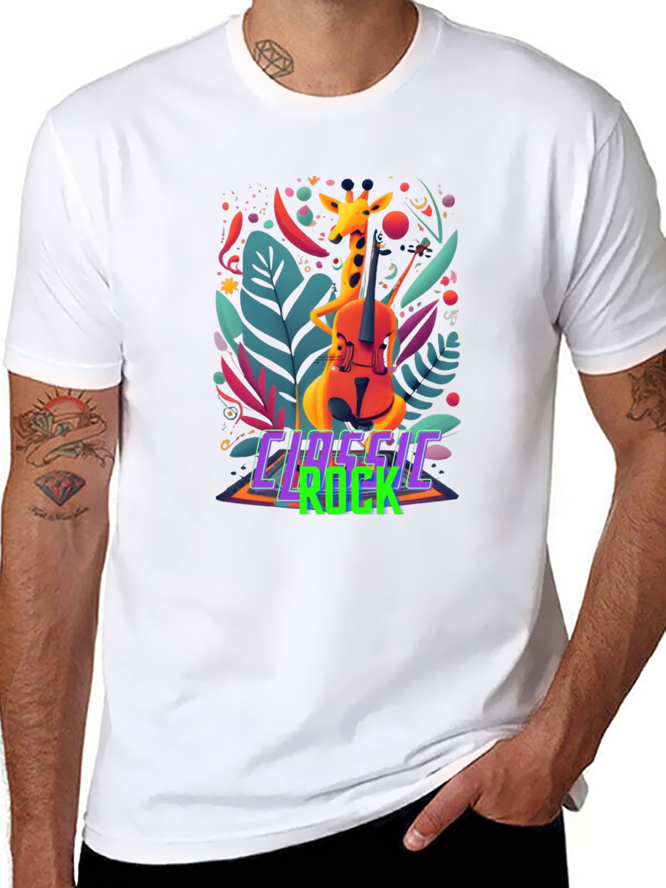 Classic Rock Giraffe Musician T-Shirt