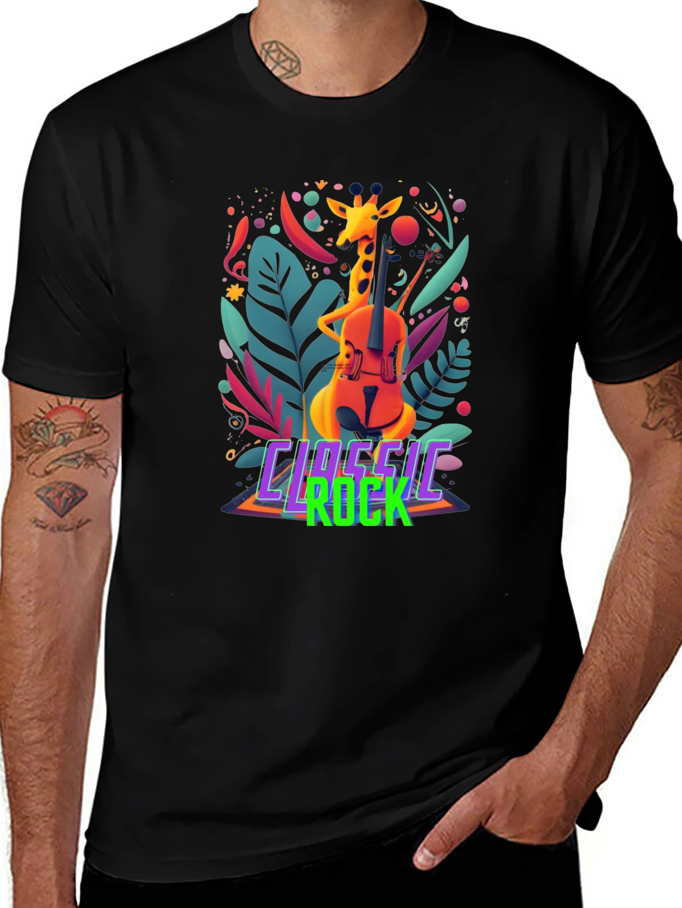 Classic Rock Giraffe Musician T-Shirt