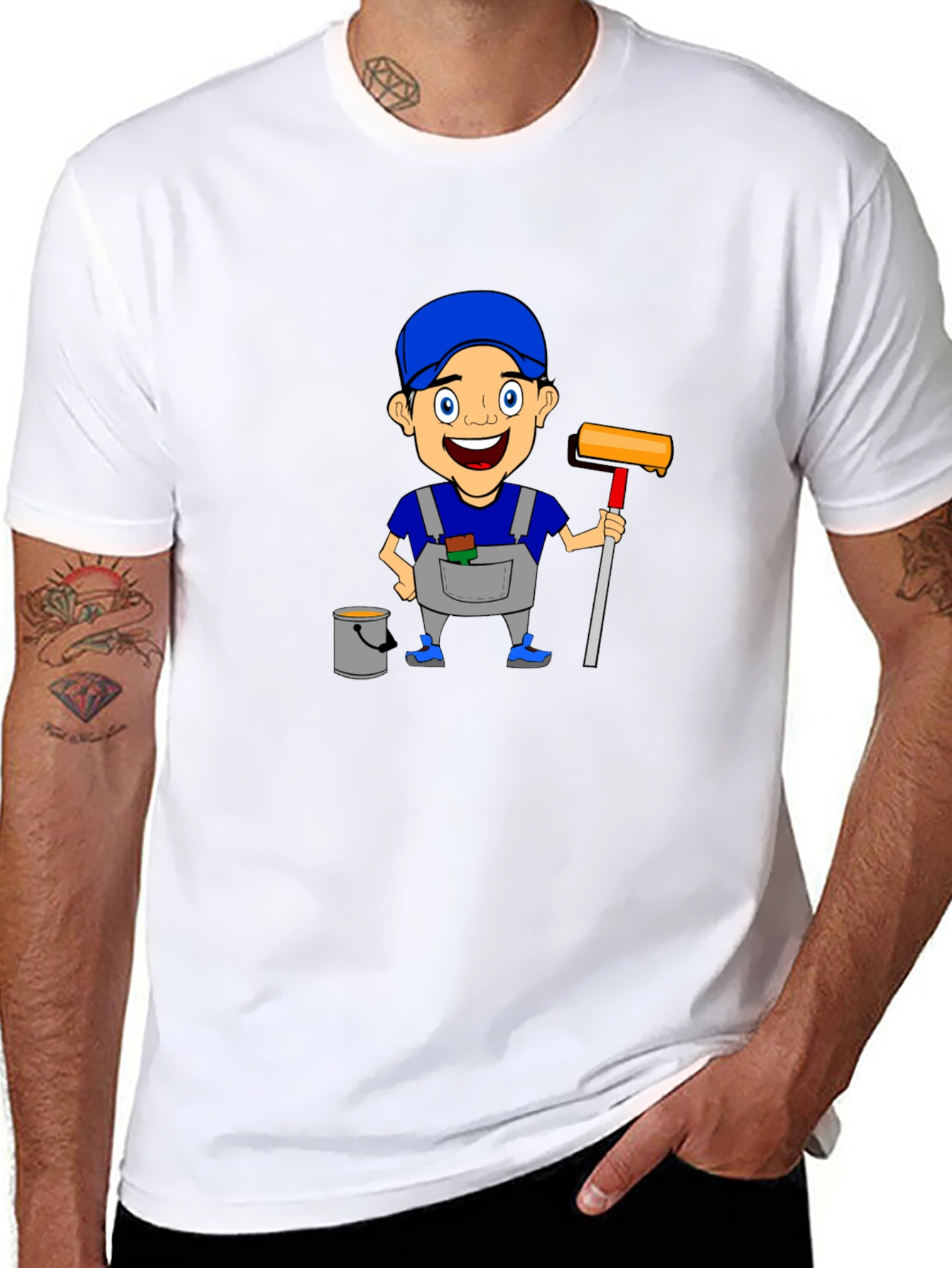 Painter Cartoon Graphic T-Shirt Cool Design