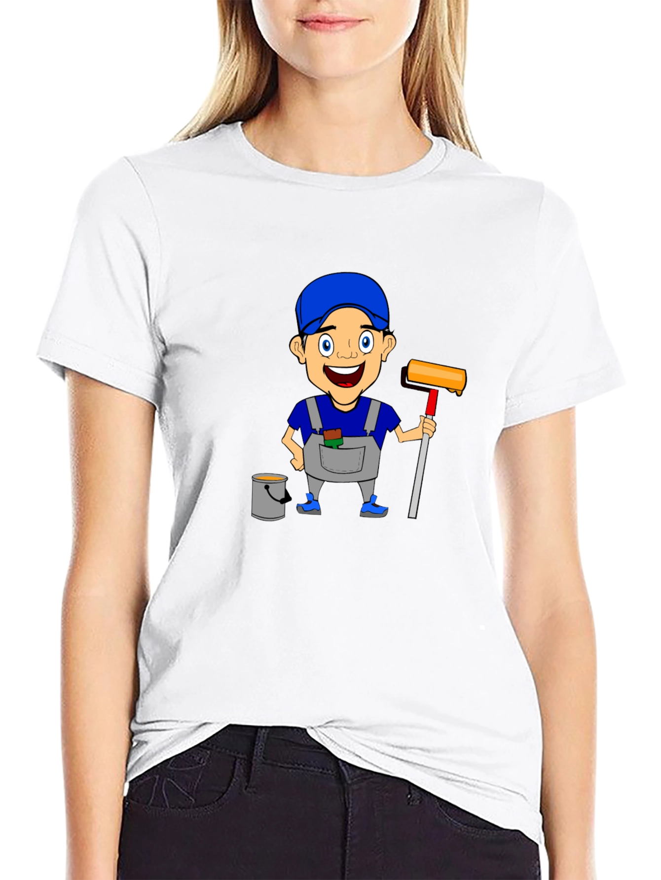 Painter Cartoon Graphic T-Shirt Cool Design