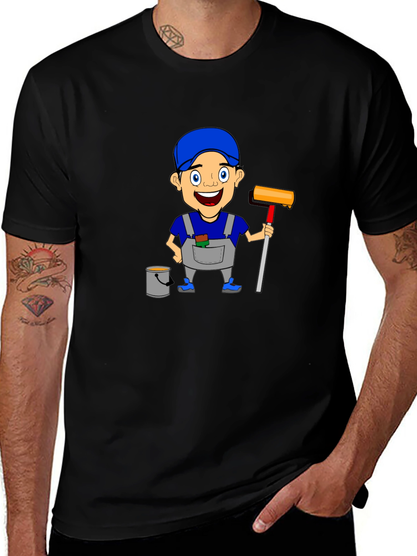 Painter Cartoon Graphic T-Shirt Cool Design