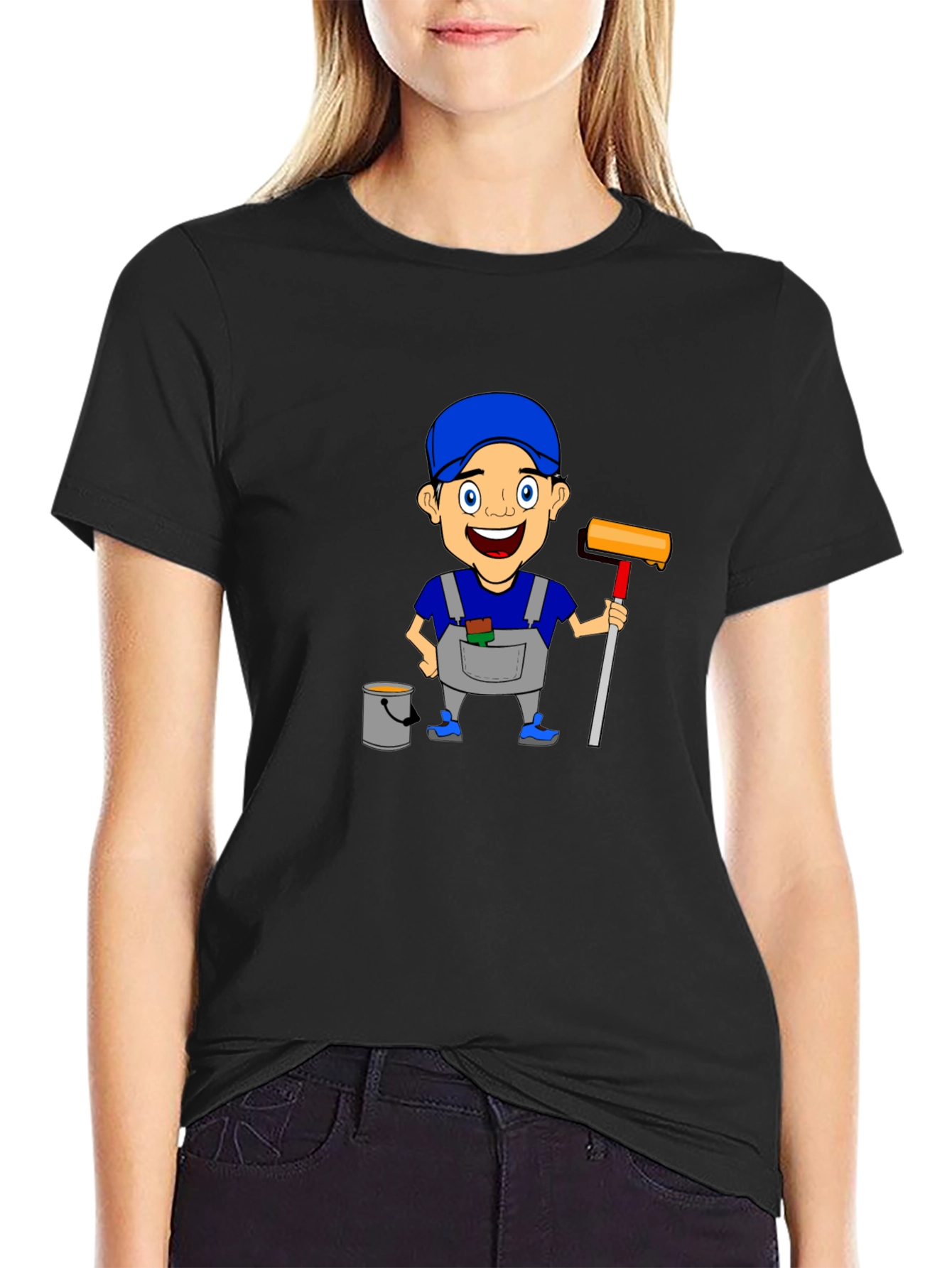Painter Cartoon Graphic T-Shirt Cool Design