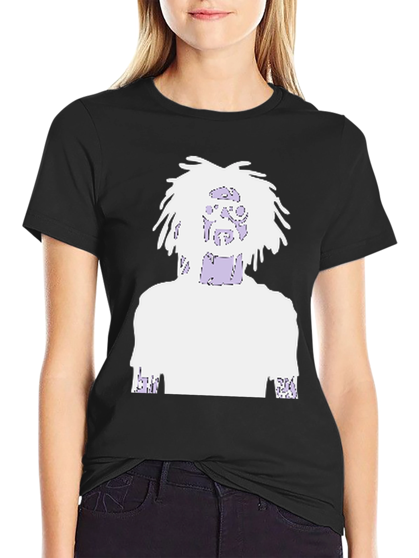 Graphic Print Tee - Black Cotton Blend