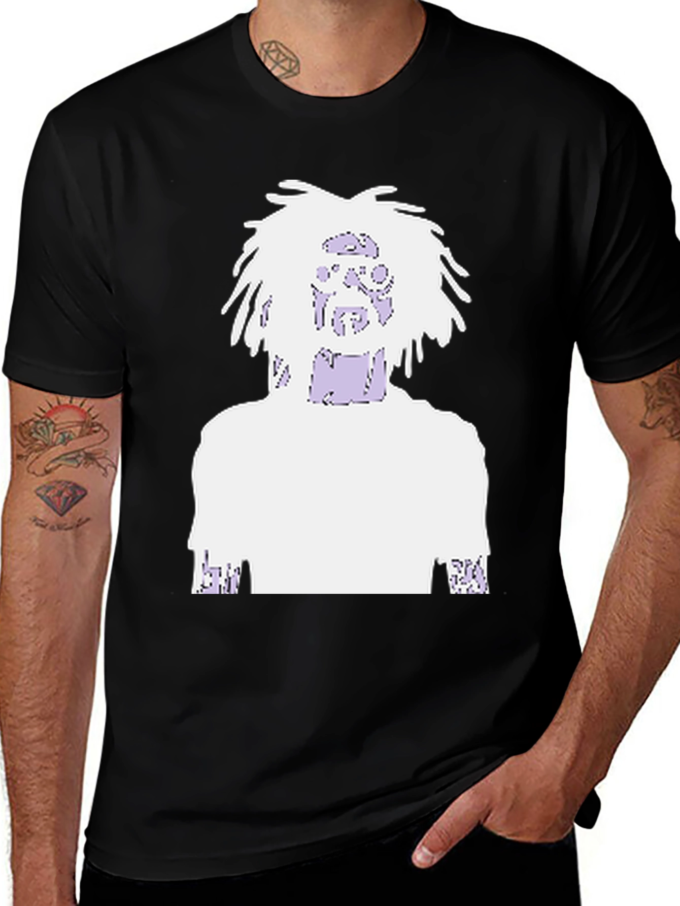 Graphic Print Tee - Black Cotton Blend