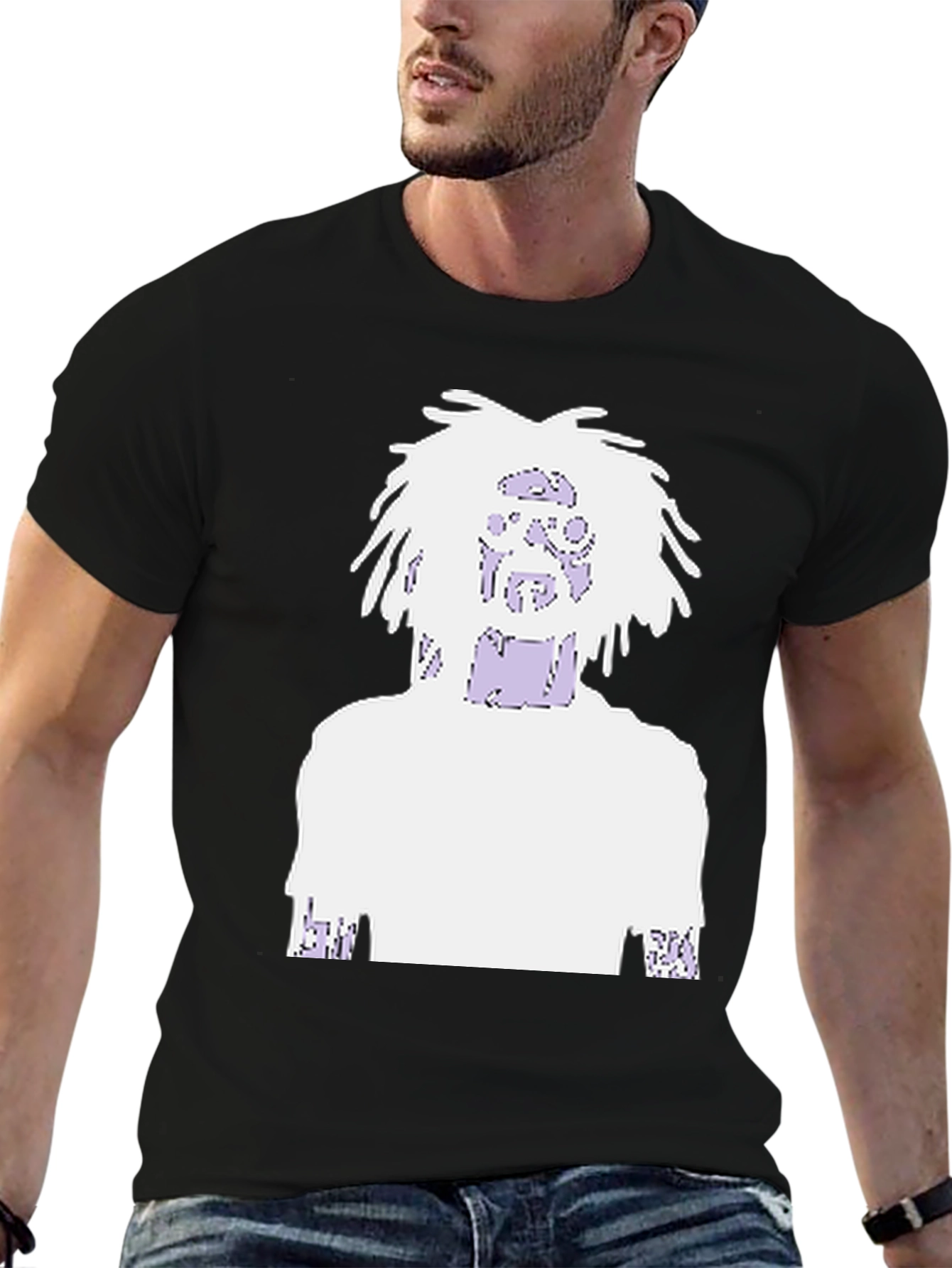 Graphic Print Tee - Black Cotton Blend