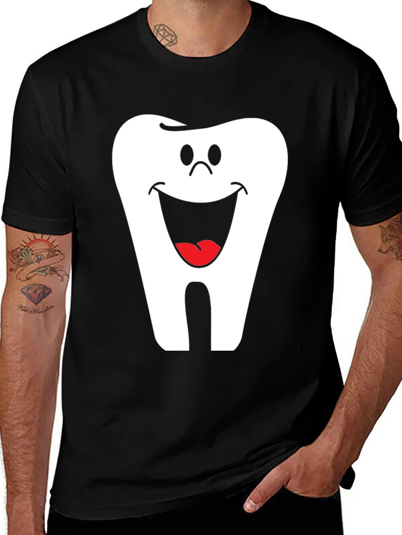 Smiling Tooth Graphic T-Shirt - Dentist Humor Tee