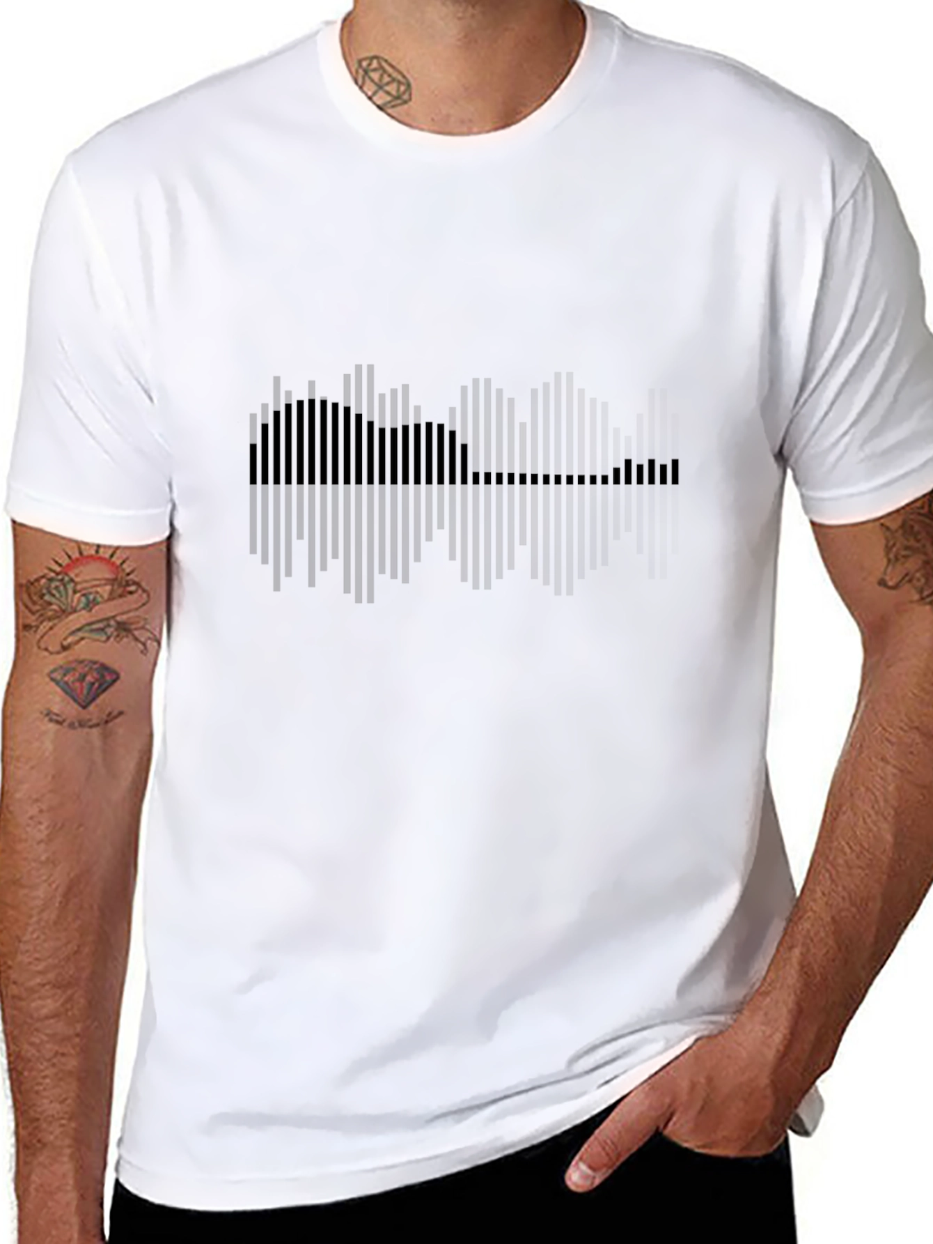 Black Graphic Tee: Soundwave Guitar Design