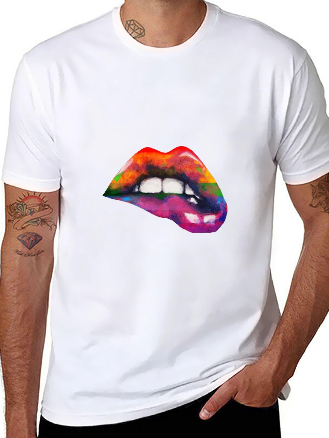 Rainbow Lips Graphic T-Shirt - Artistic Pride Tee
