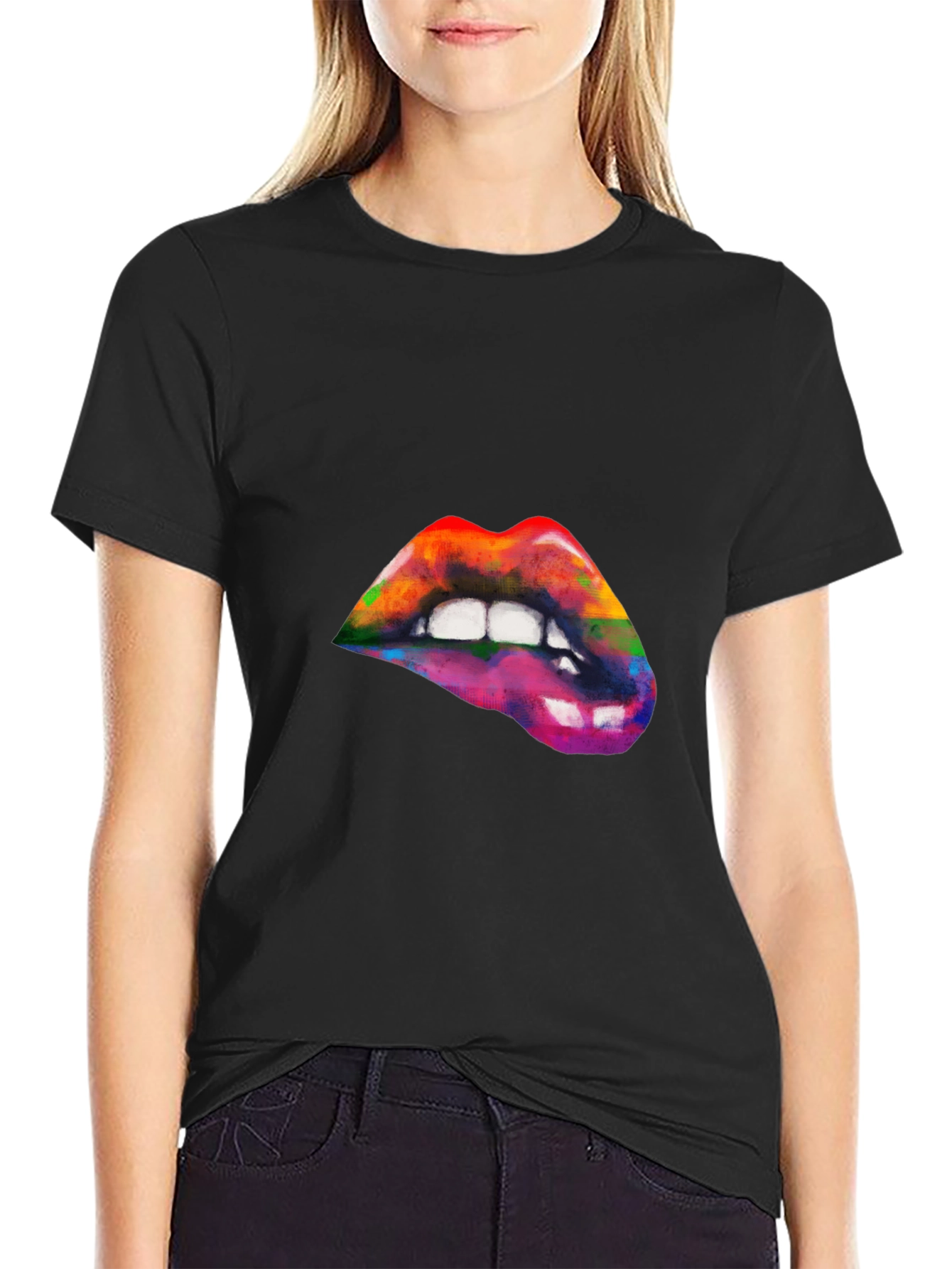 Rainbow Lips Graphic T-Shirt - Artistic Pride Tee