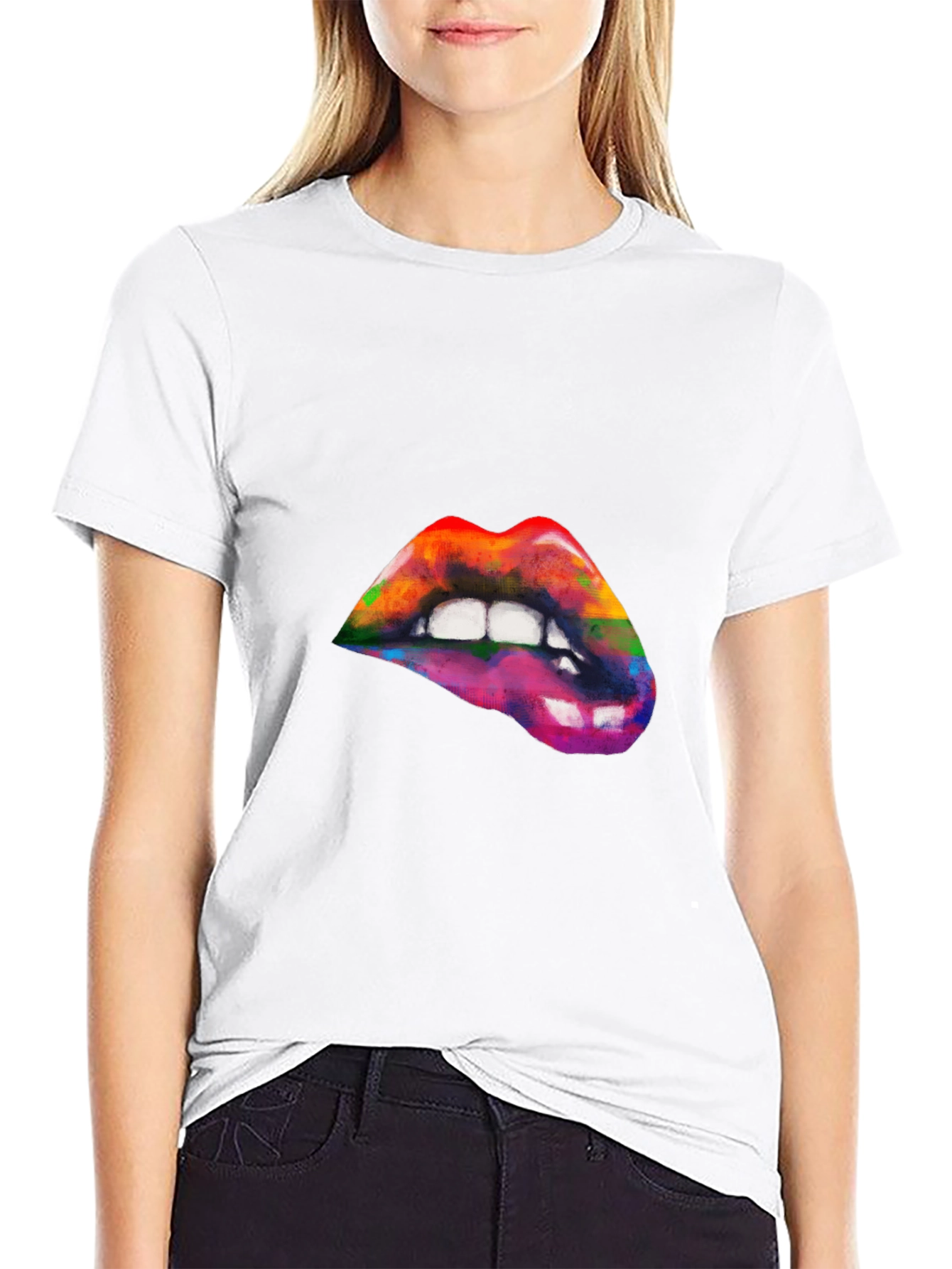 Rainbow Lips Graphic T-Shirt - Artistic Pride Tee