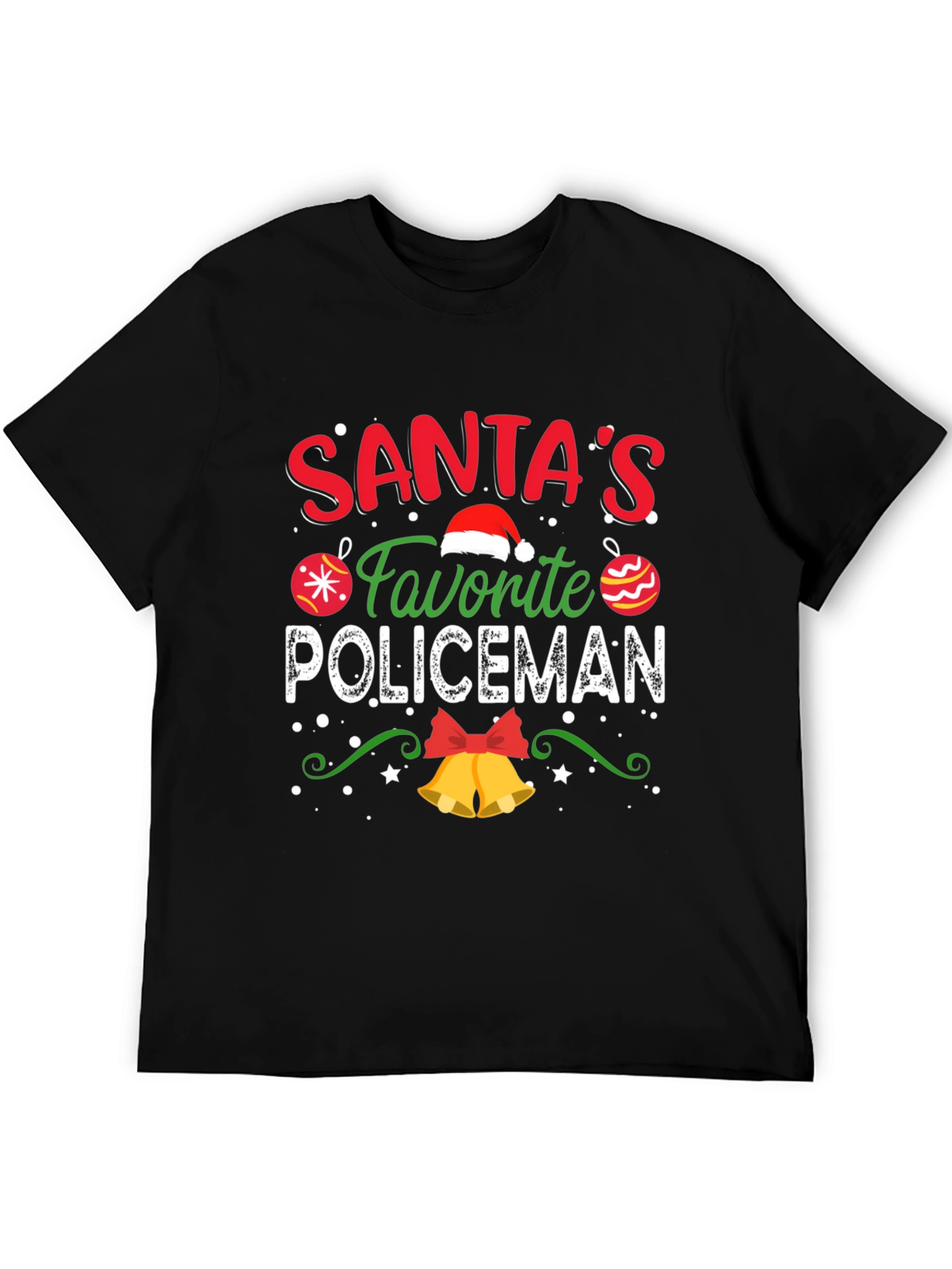 Santas Favorite Policeman Christmas Graphic T-Shirt