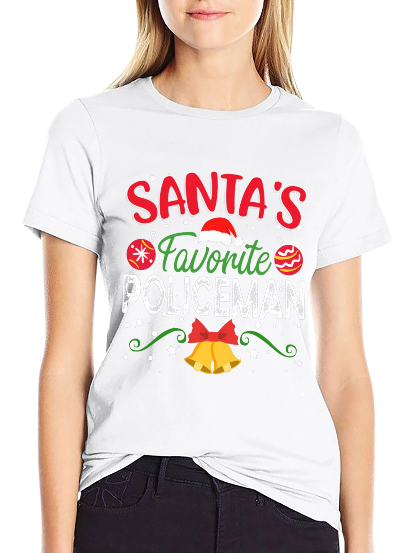 Santas Favorite Policeman Christmas Graphic T-Shirt