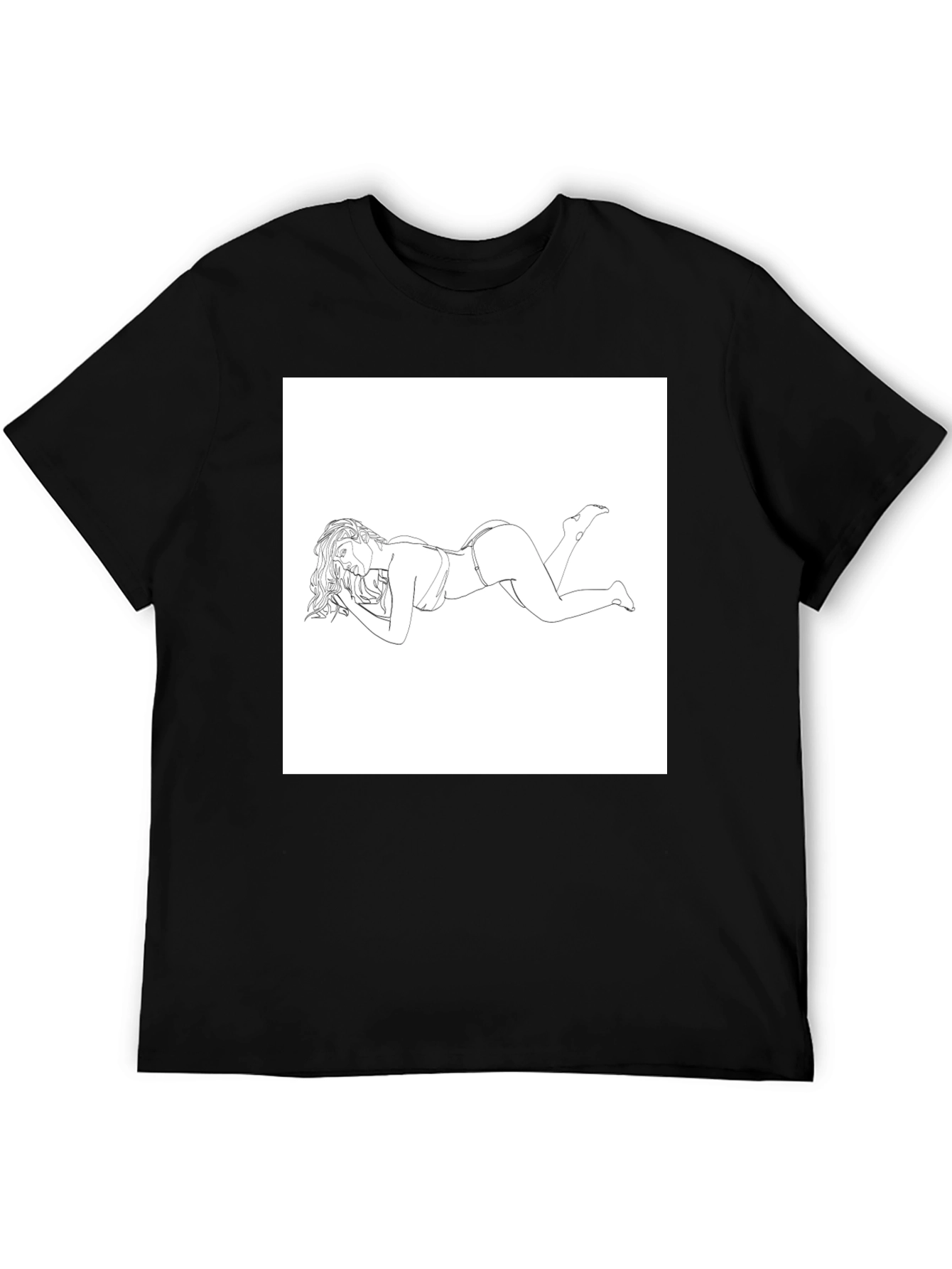 Modern Graphic Tee - Reclining Woman Line Art