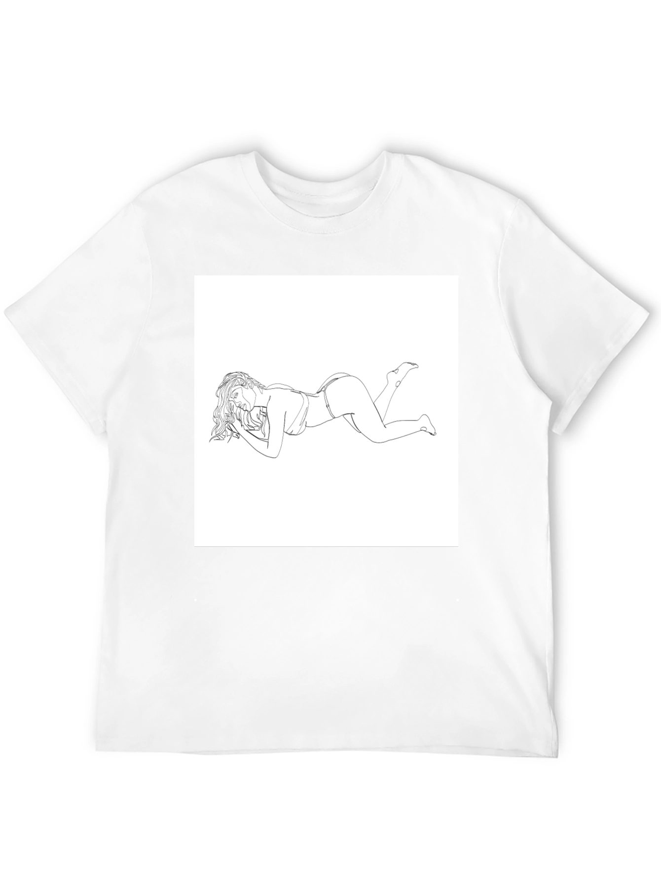 Modern Graphic Tee - Reclining Woman Line Art