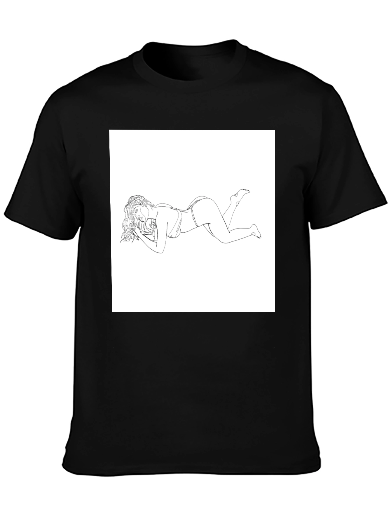 Modern Graphic Tee - Reclining Woman Line Art