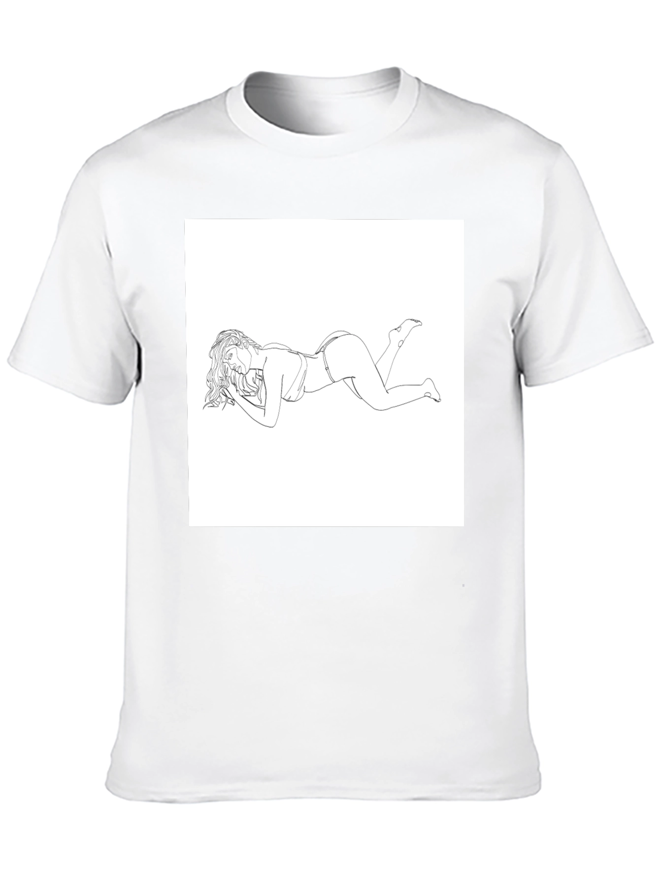 Modern Graphic Tee - Reclining Woman Line Art