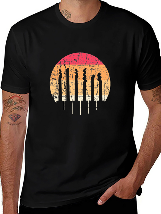Retro Sunset Crochet Hook T-Shirt