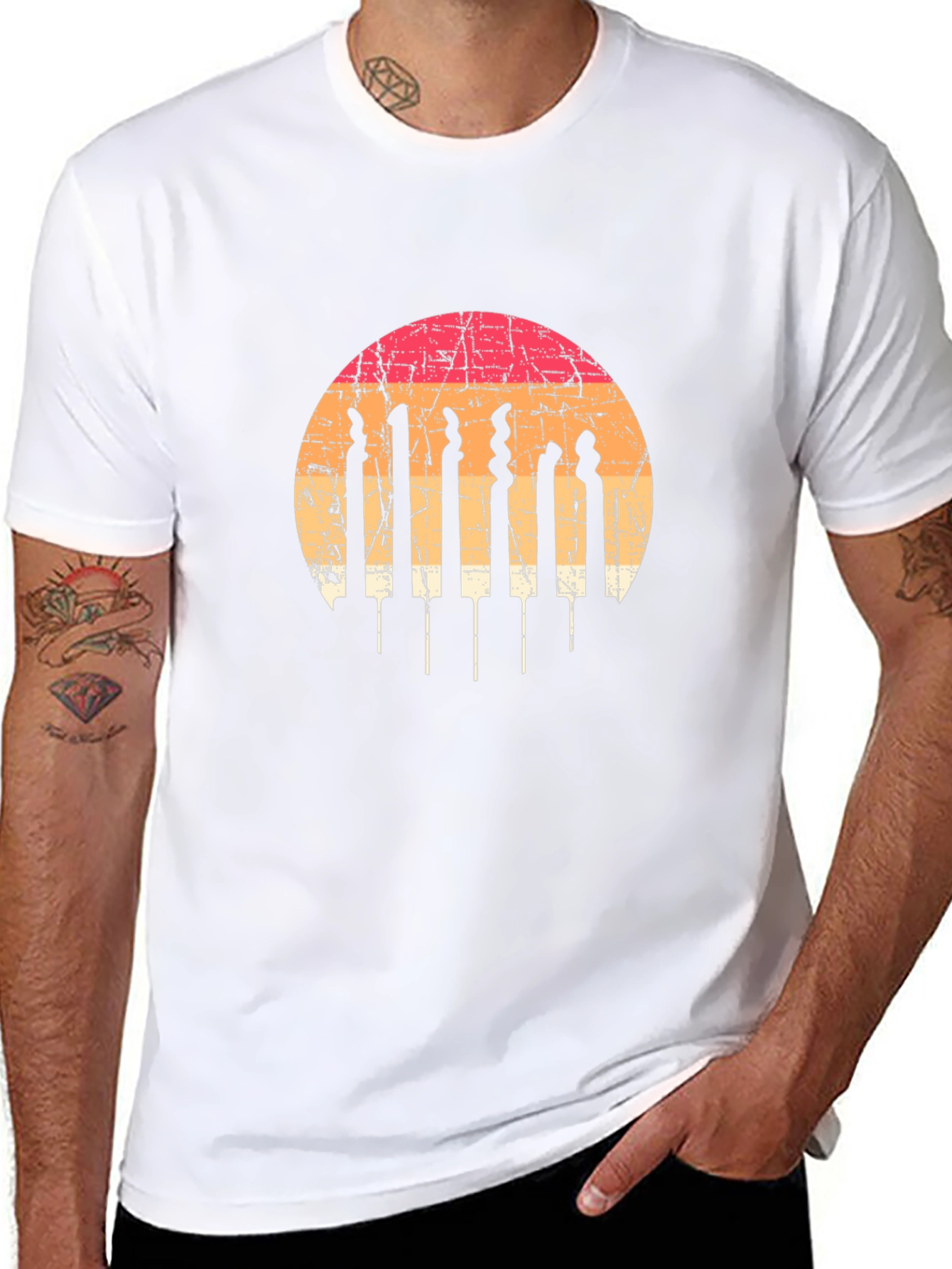 Retro Sunset Crochet Hook T-Shirt