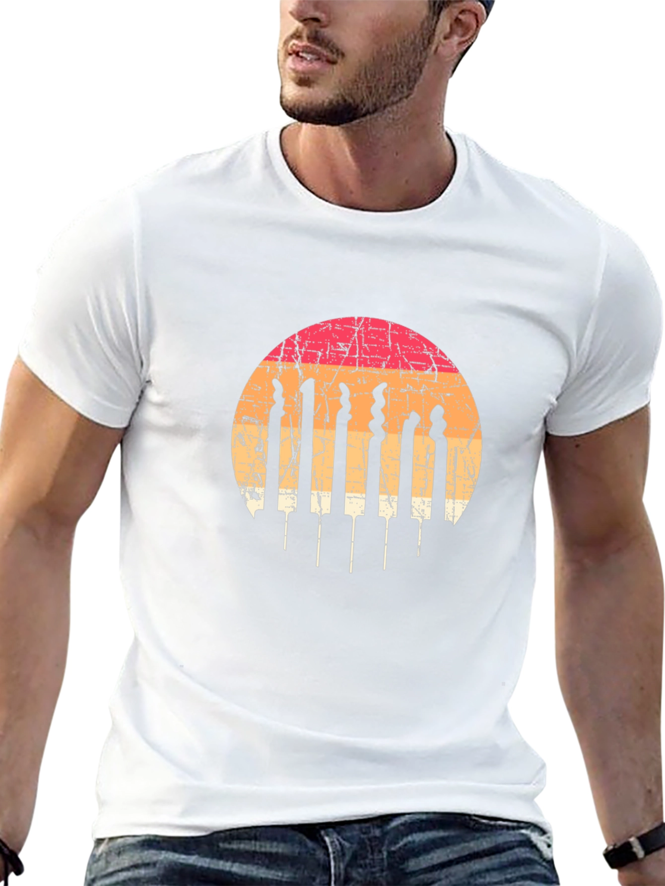 Retro Sunset Crochet Hook T-Shirt
