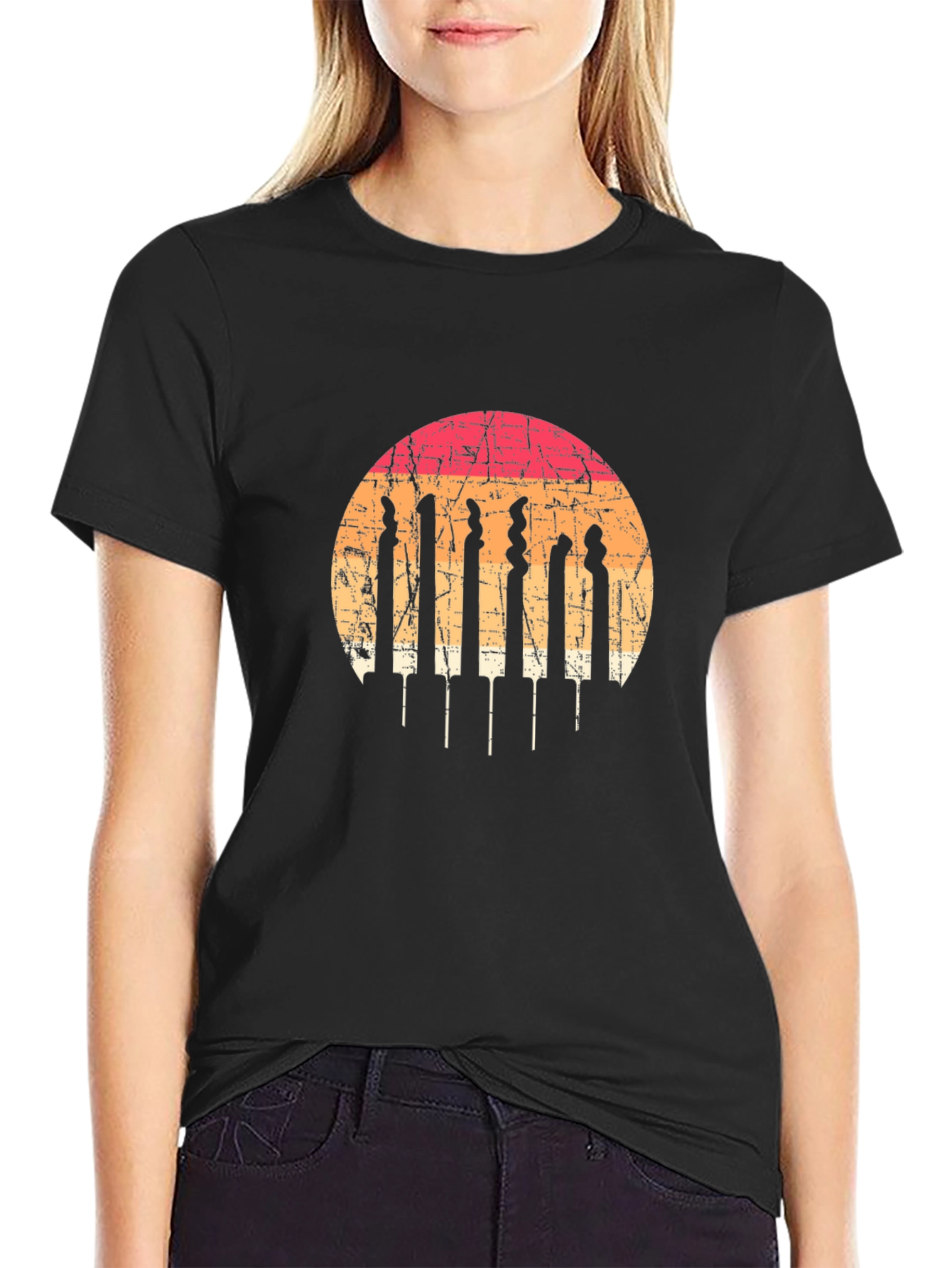 Retro Sunset Crochet Hook T-Shirt