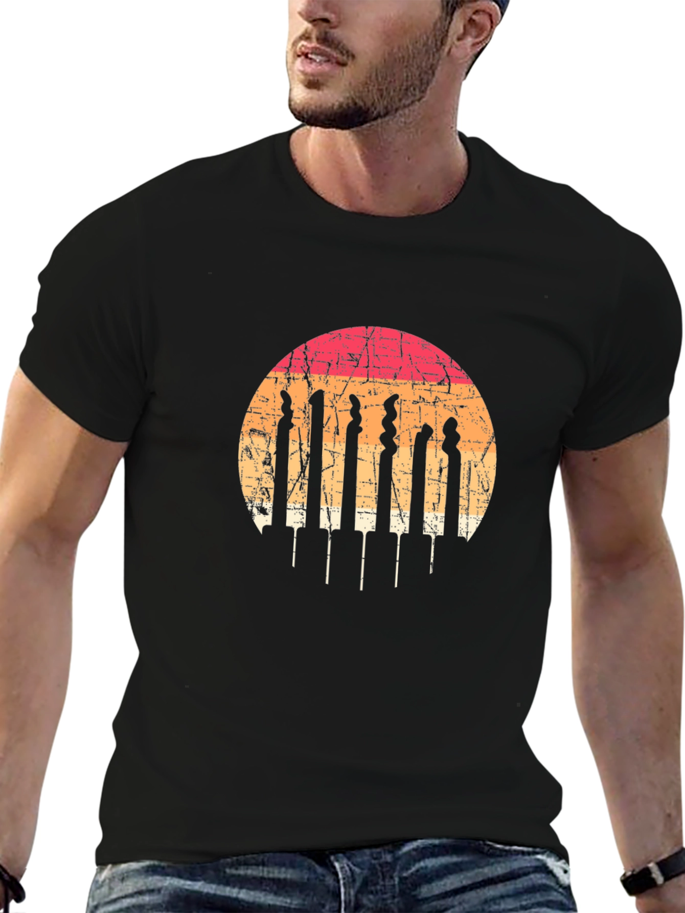 Retro Sunset Crochet Hook T-Shirt