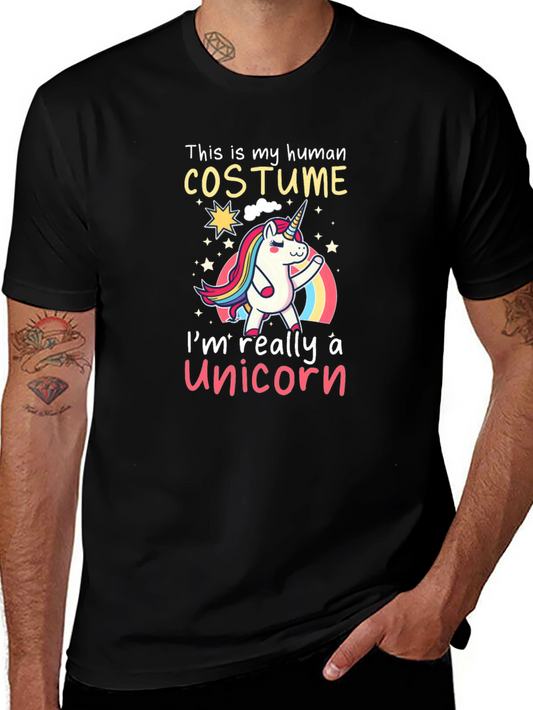 Human Costume Unicorn Tee - Unique Graphic T-Shirt