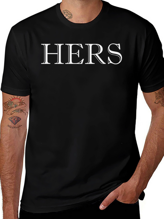Hers Black T-Shirt Casual Wear Cotton Blend