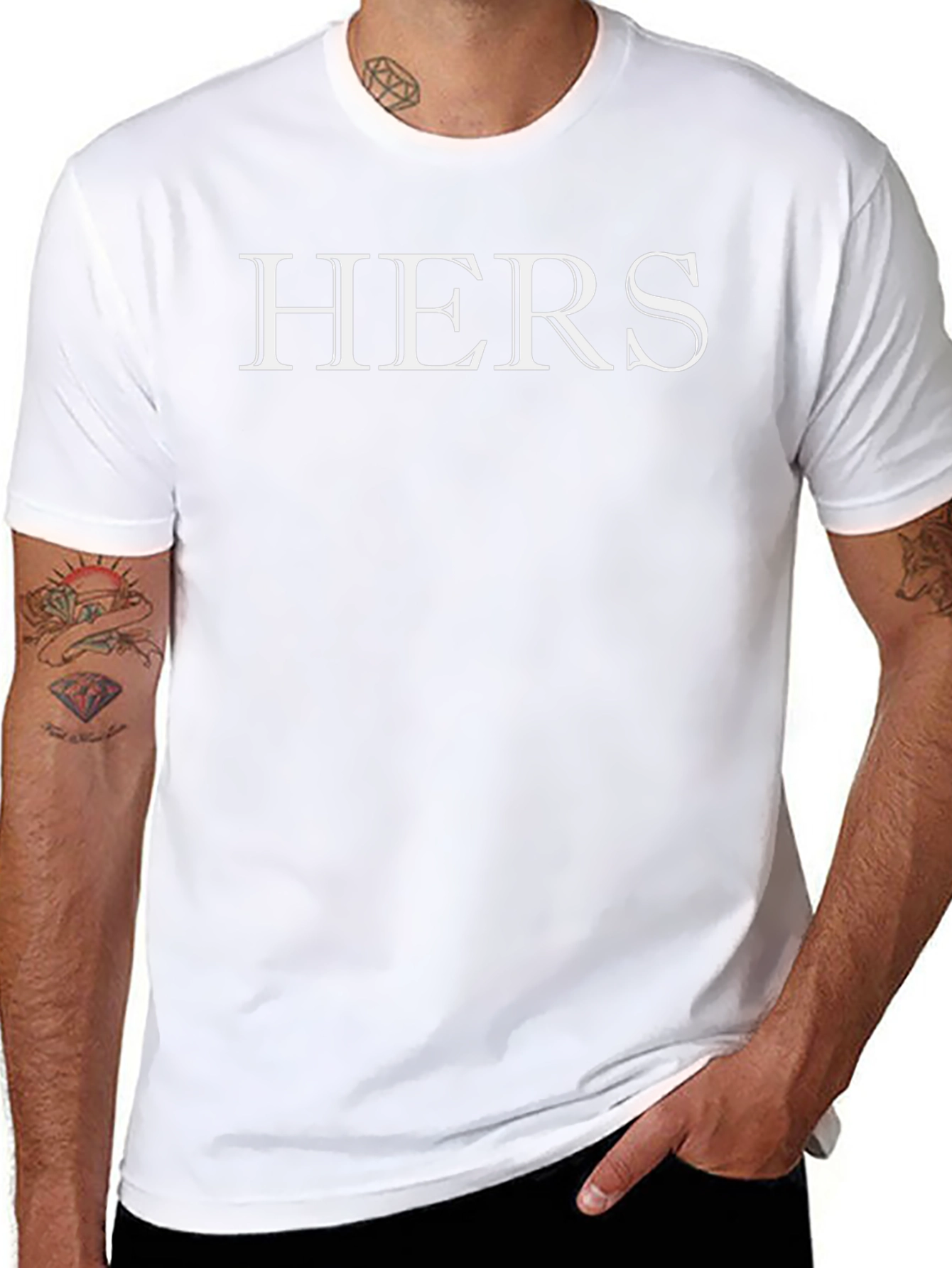 Hers Black T-Shirt Casual Wear Cotton Blend