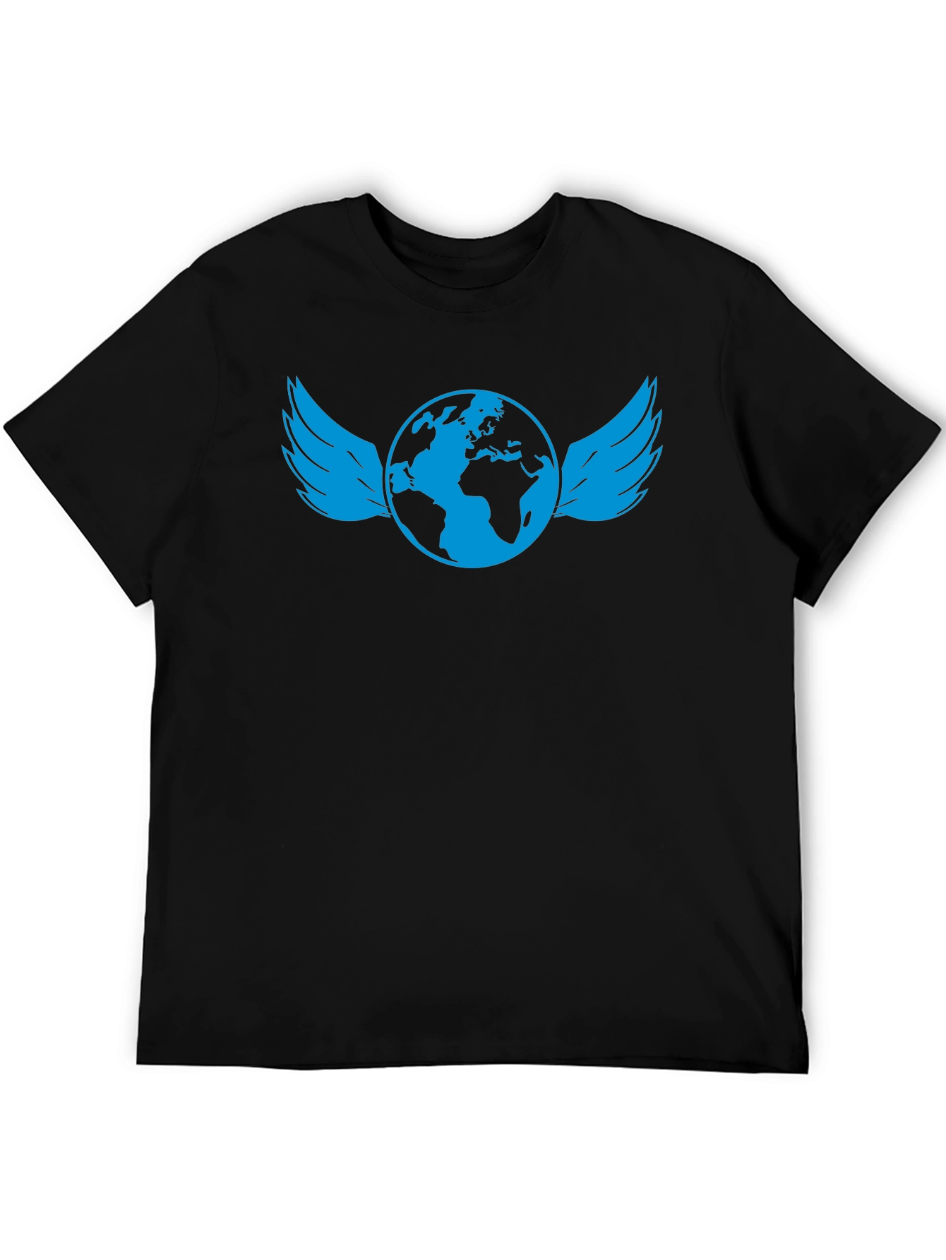 Globe with Wings Graphic Tee - Stylish Black T-Shirt