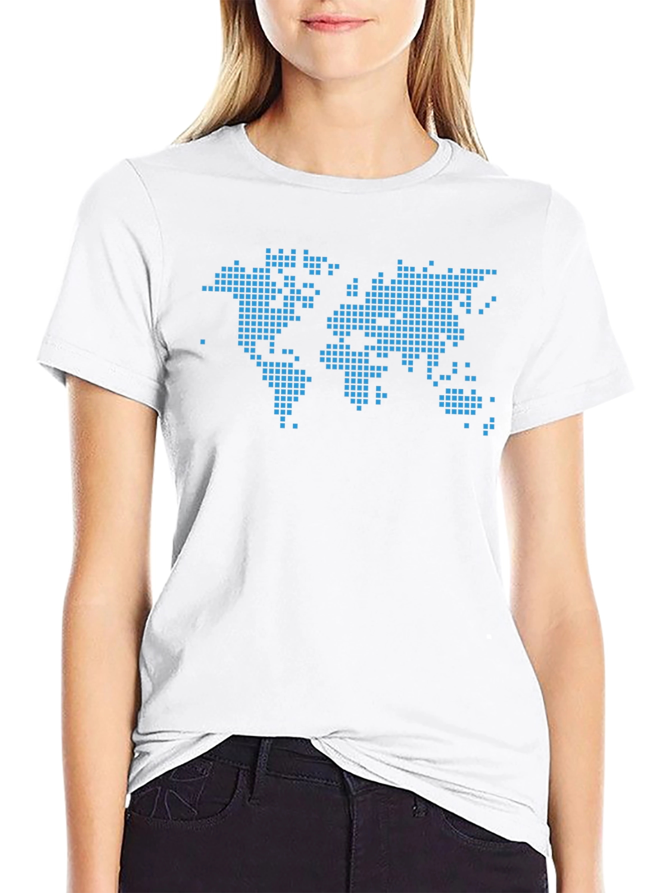 Pixel World Map Graphic T-Shirt