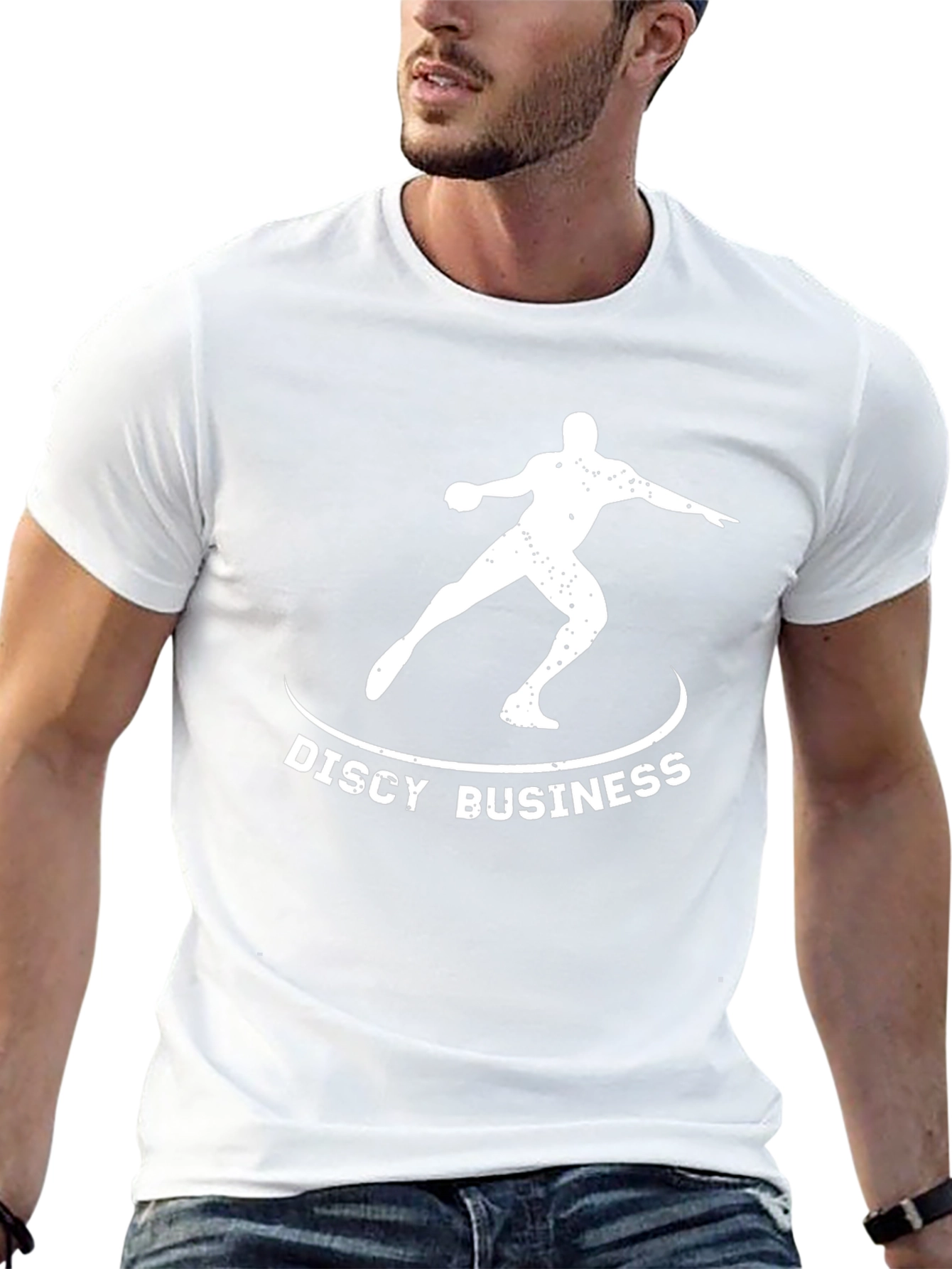 Discy Business Black T-Shirt Throwing Disc Design
