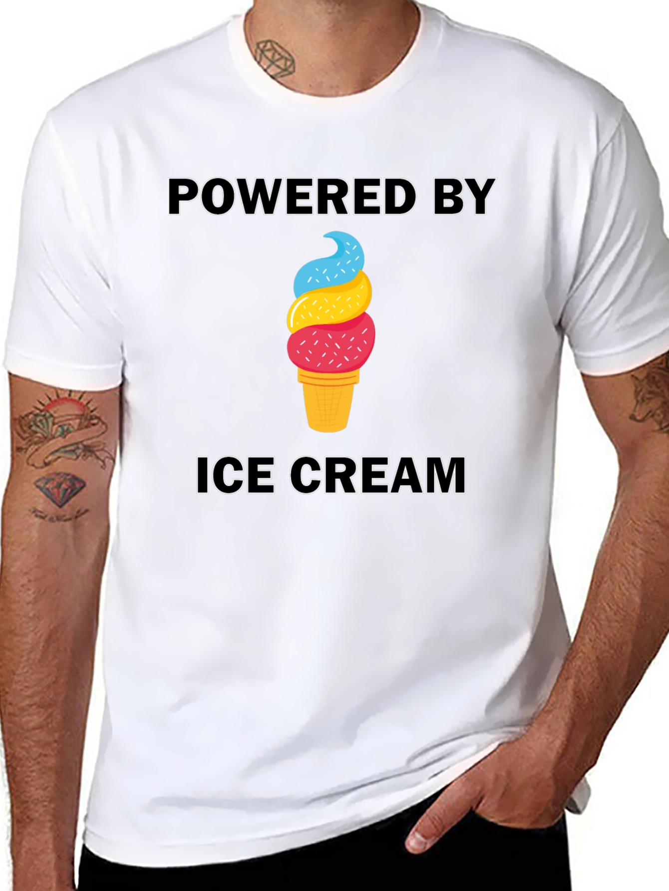 Powered by Ice Cream T-Shirt - Novelty Tee