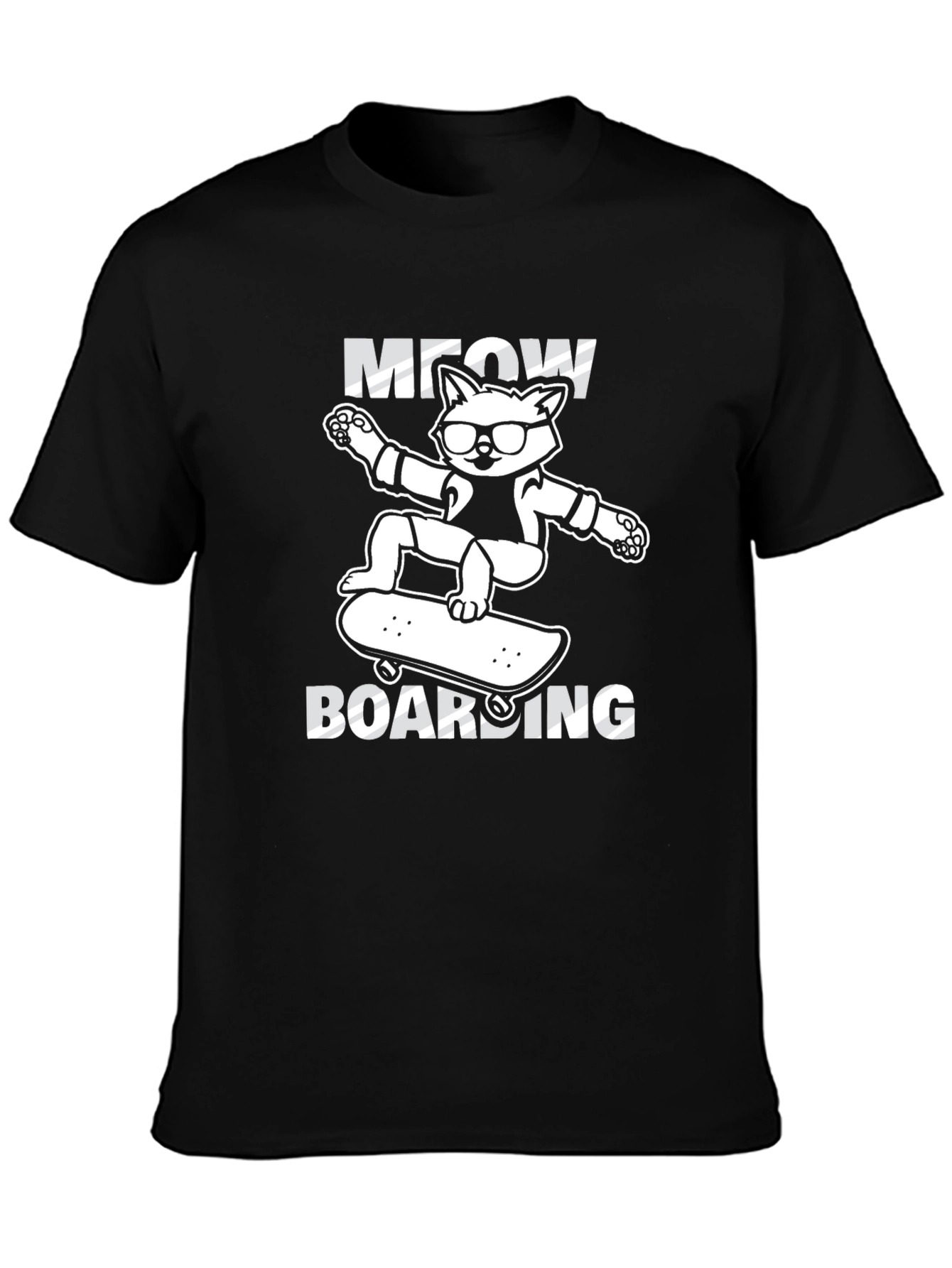 Meow Boarding T-Shirt: Skateboard Cat Tee