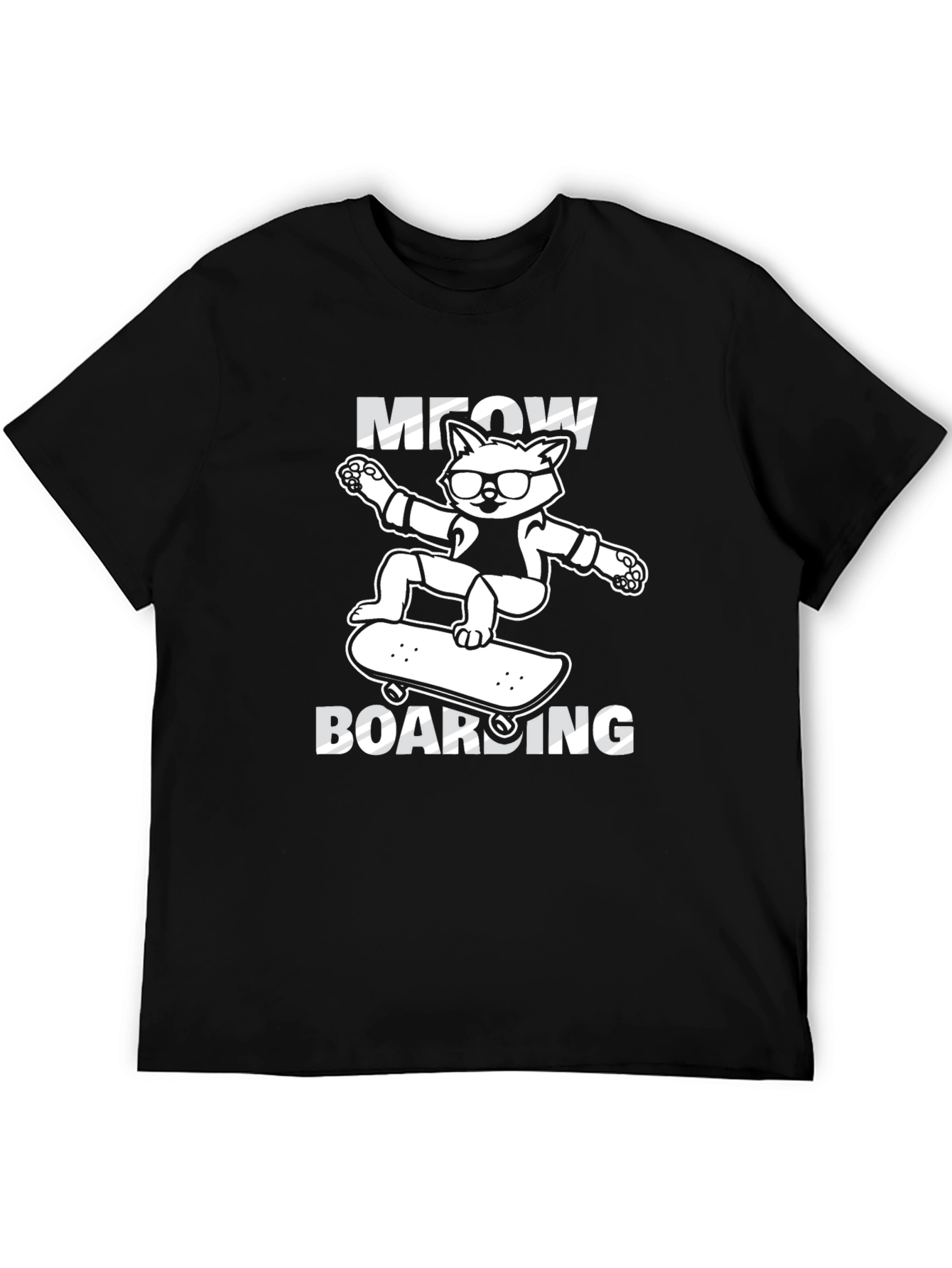 Meow Boarding T-Shirt: Skateboard Cat Tee