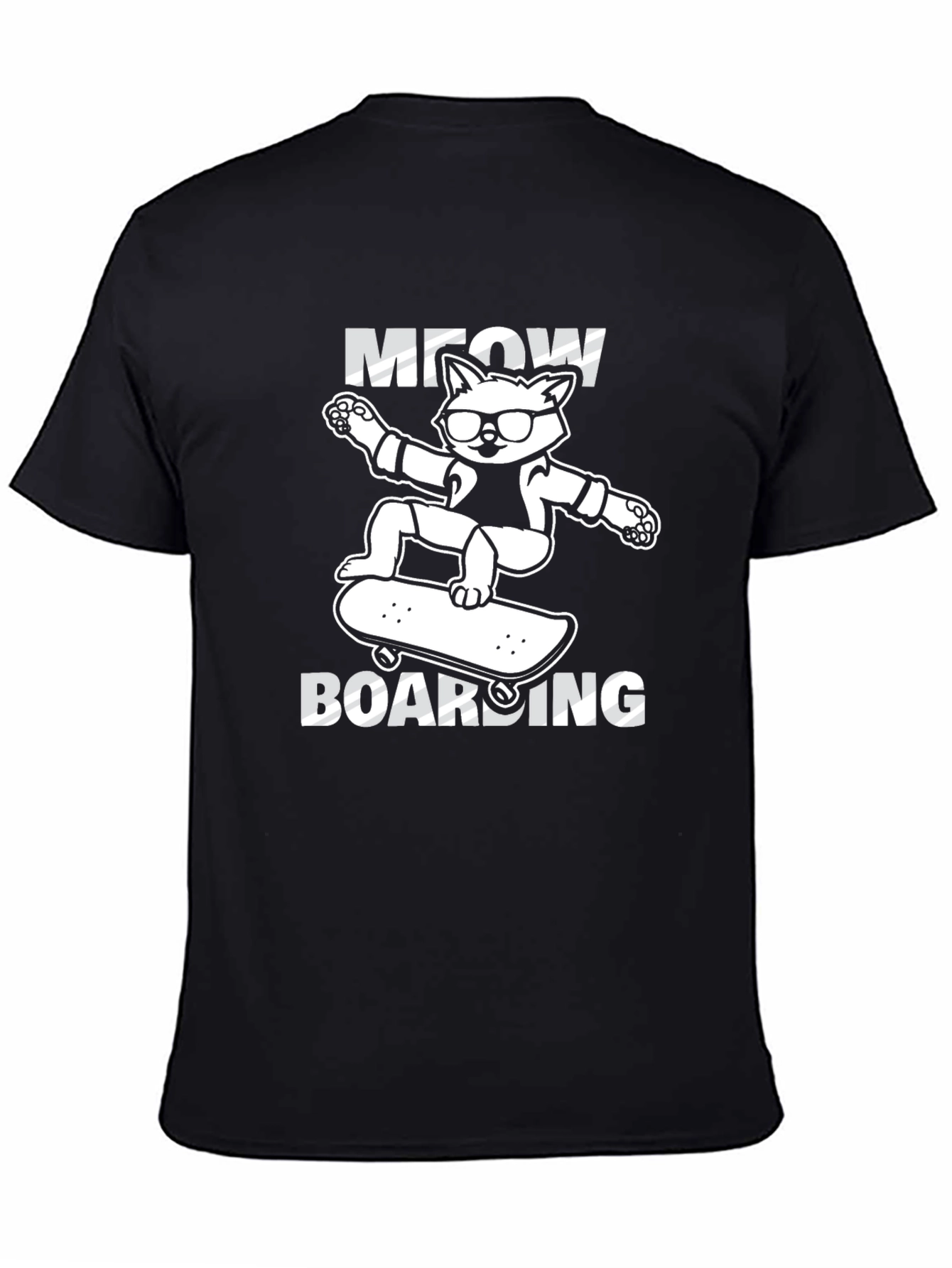 Meow Boarding T-Shirt: Skateboard Cat Tee